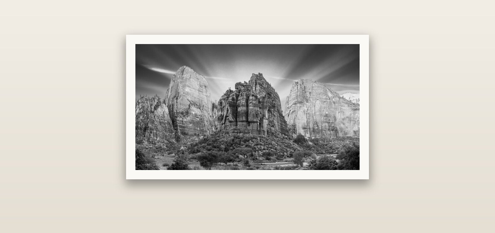 Angelic Sunrise Over Angels Landing, Zion's Majestic Embrace — Hahnemühle fine art print, 61 × 36 cm. New Zealand fine art landscape photography by Stephen Milner.