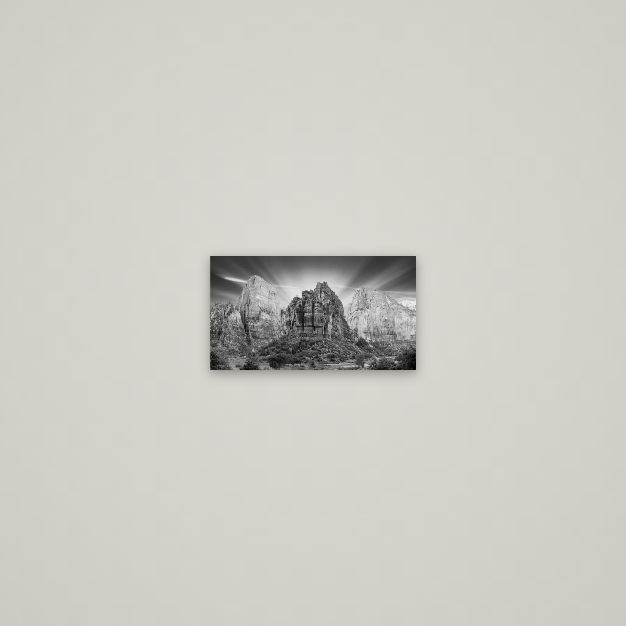 Angelic Sunrise Over Angels Landing, Zion's Majestic Embrace — No frame, 27×15 cm. New Zealand fine art wall art by Stephen Milner.