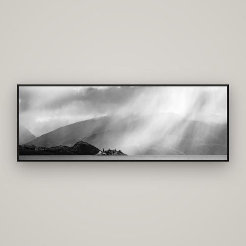 Aspiring Storm, Lake Wanaka — Basel Black Matte, 198×70 cm. New Zealand fine art wall art by Stephen Milner.