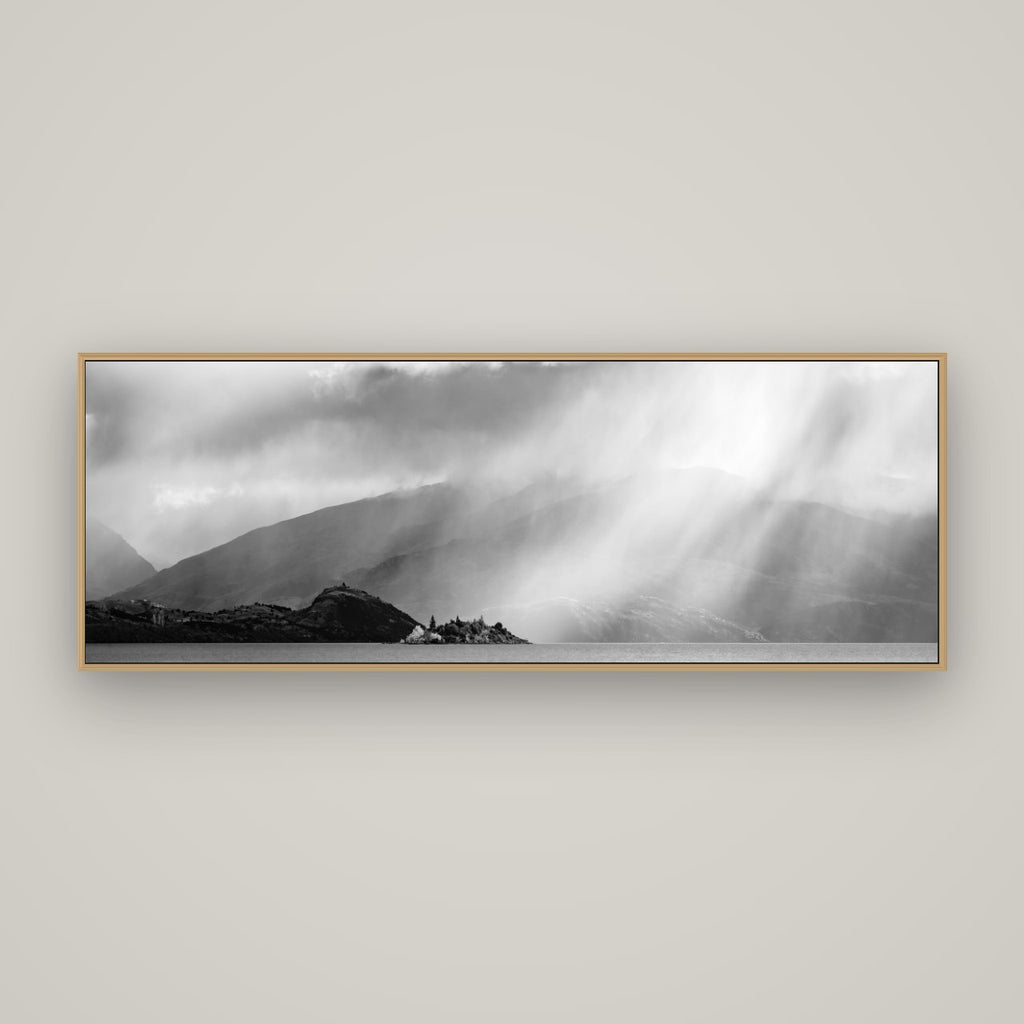 Aspiring Storm, Lake Wanaka, Basel Natural Oak, 170×60 cm. New Zealand fine art wall art by Stephen Milner.