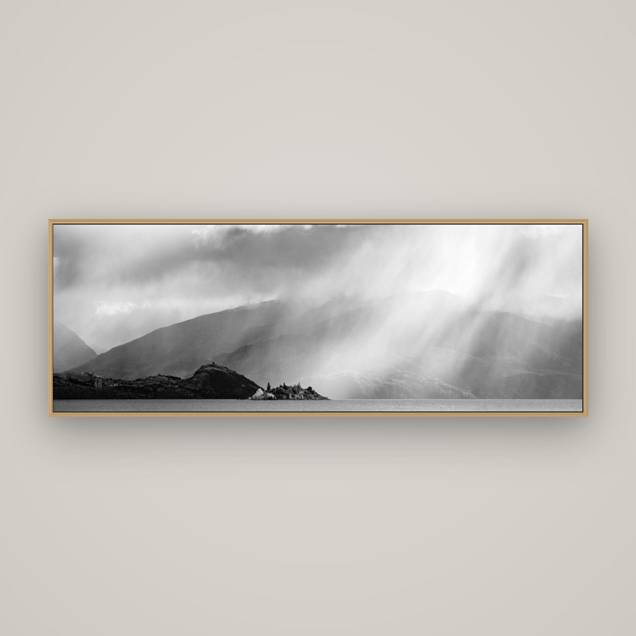 Aspiring Storm, Lake Wanaka, Basel Natural Oak, 170×60 cm. New Zealand fine art wall art by Stephen Milner.