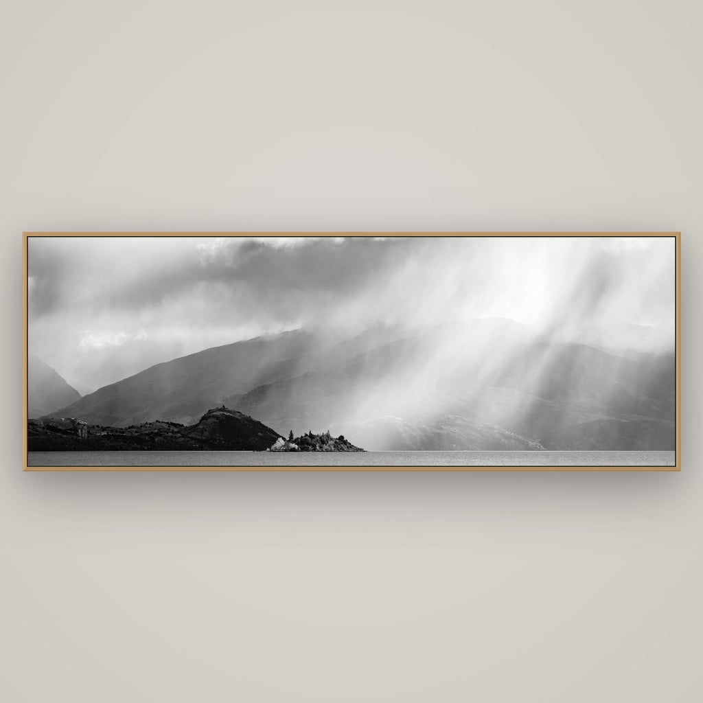 Aspiring Storm, Lake Wanaka, Basel Natural Oak, 198×70 cm. New Zealand fine art wall art by Stephen Milner.