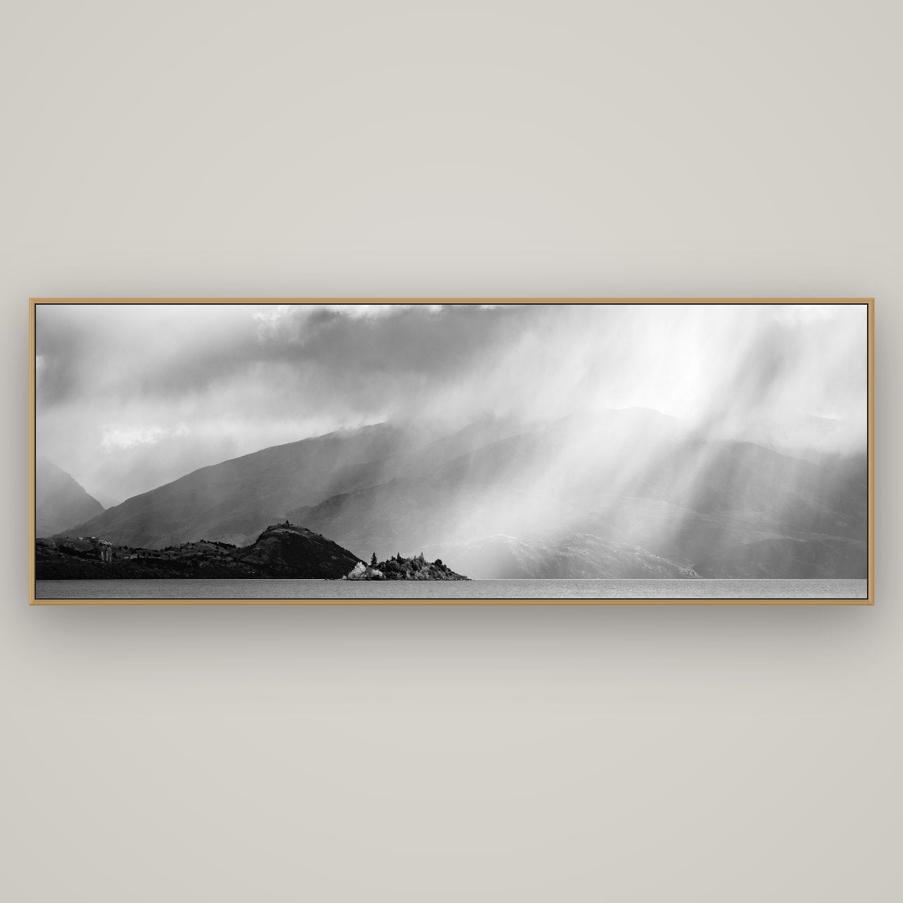 Aspiring Storm, Lake Wanaka, Basel Natural Oak, 198×70 cm. New Zealand fine art wall art by Stephen Milner.