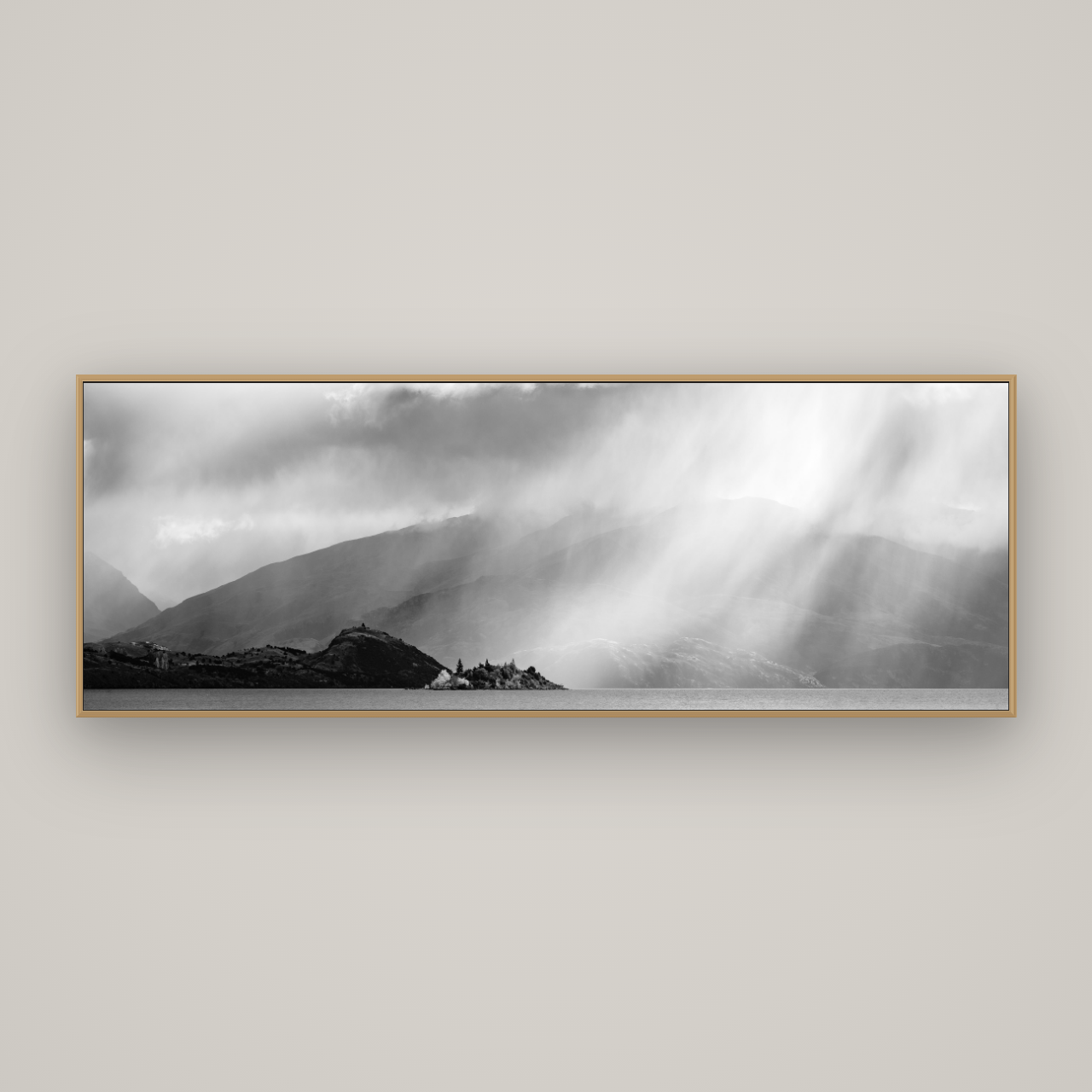 Aspiring Storm, Lake Wanaka, Basel Natural Oak, 198×70 cm. New Zealand fine art wall art by Stephen Milner.