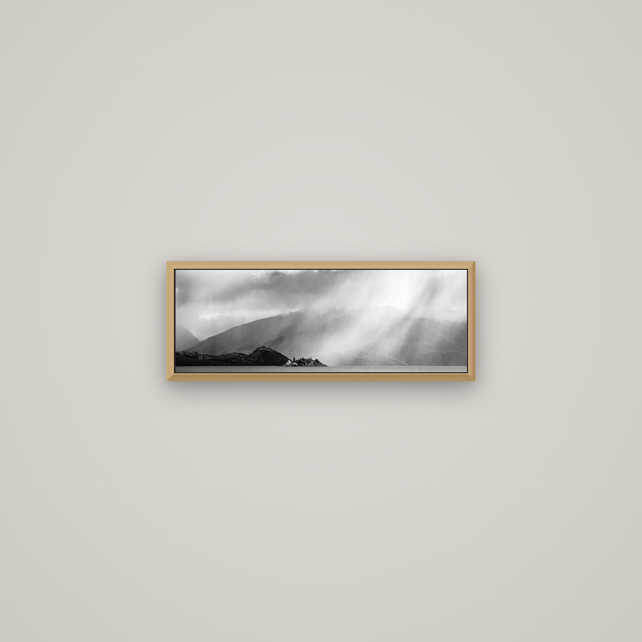 Aspiring Storm, Lake Wanaka, Basel Natural Oak, 57×20 cm. New Zealand fine art wall art by Stephen Milner.