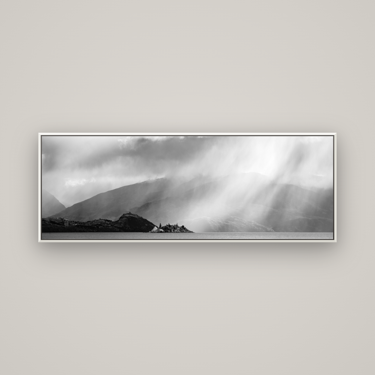 Aspiring Storm, Lake Wanaka — Basel White, 170×60 cm. New Zealand fine art wall art by Stephen Milner.