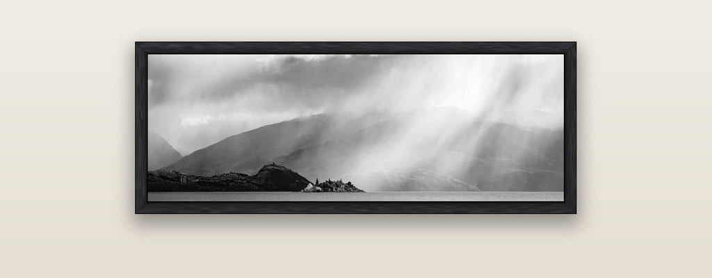 Aspiring Storm, Lake Wanaka — black float frame framed canvas print. New Zealand fine art landscape wall art by Stephen Milner.