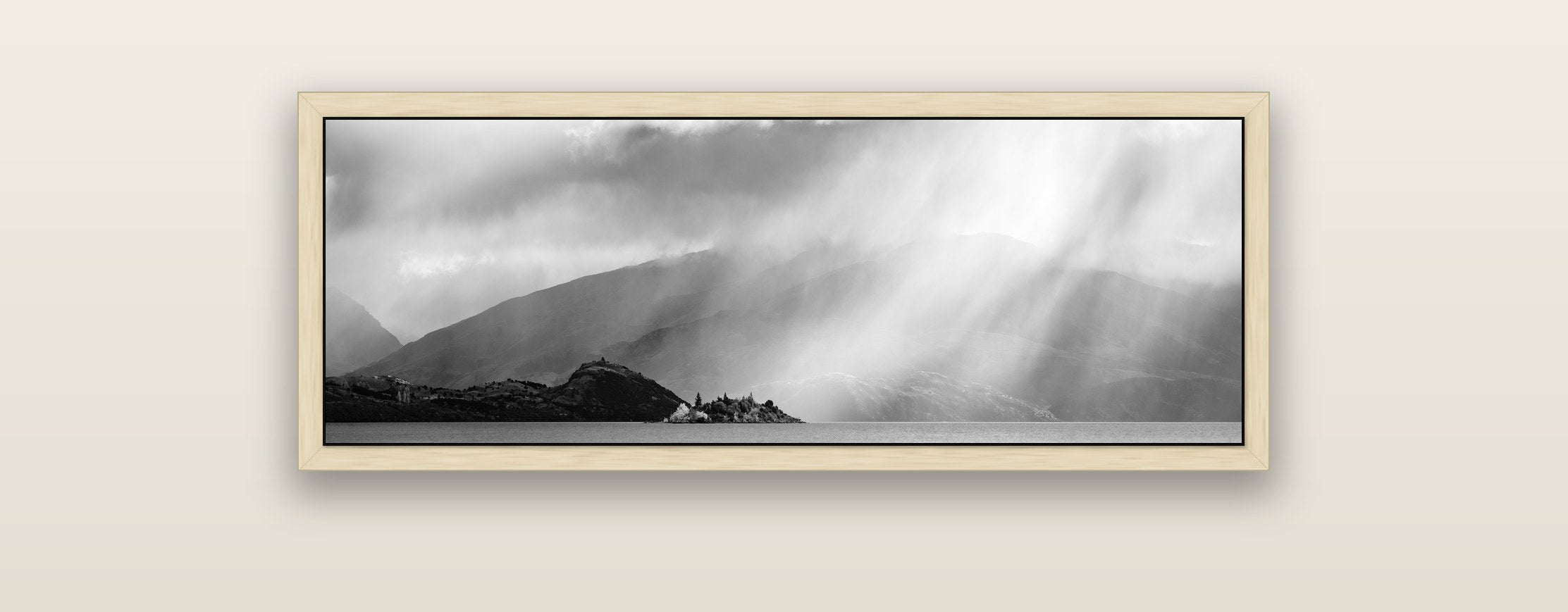 Aspiring Storm, Lake Wanaka — natural float frame framed canvas print. New Zealand fine art landscape wall art by Stephen Milner.