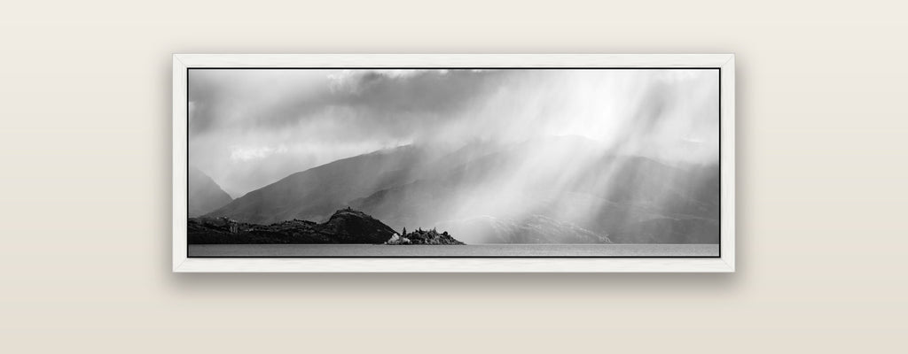 Aspiring Storm, Lake Wanaka — white float frame framed canvas print. New Zealand fine art landscape wall art by Stephen Milner.
