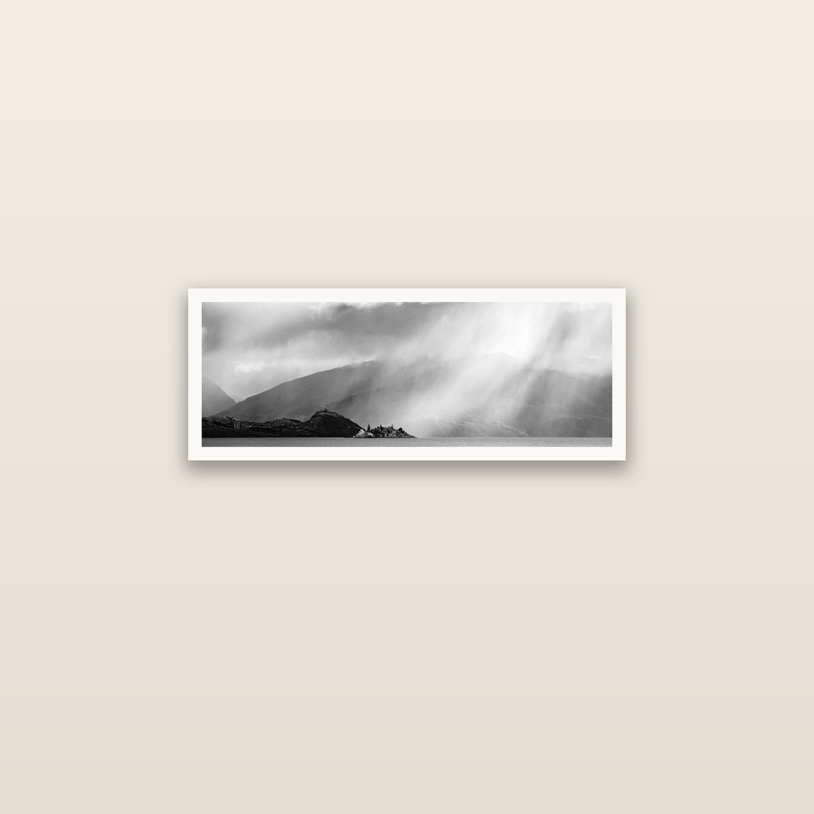Aspiring Storm, Lake Wanaka — Hahnemühle fine art print, 76 × 25 cm. New Zealand fine art landscape photography by Stephen Milner.