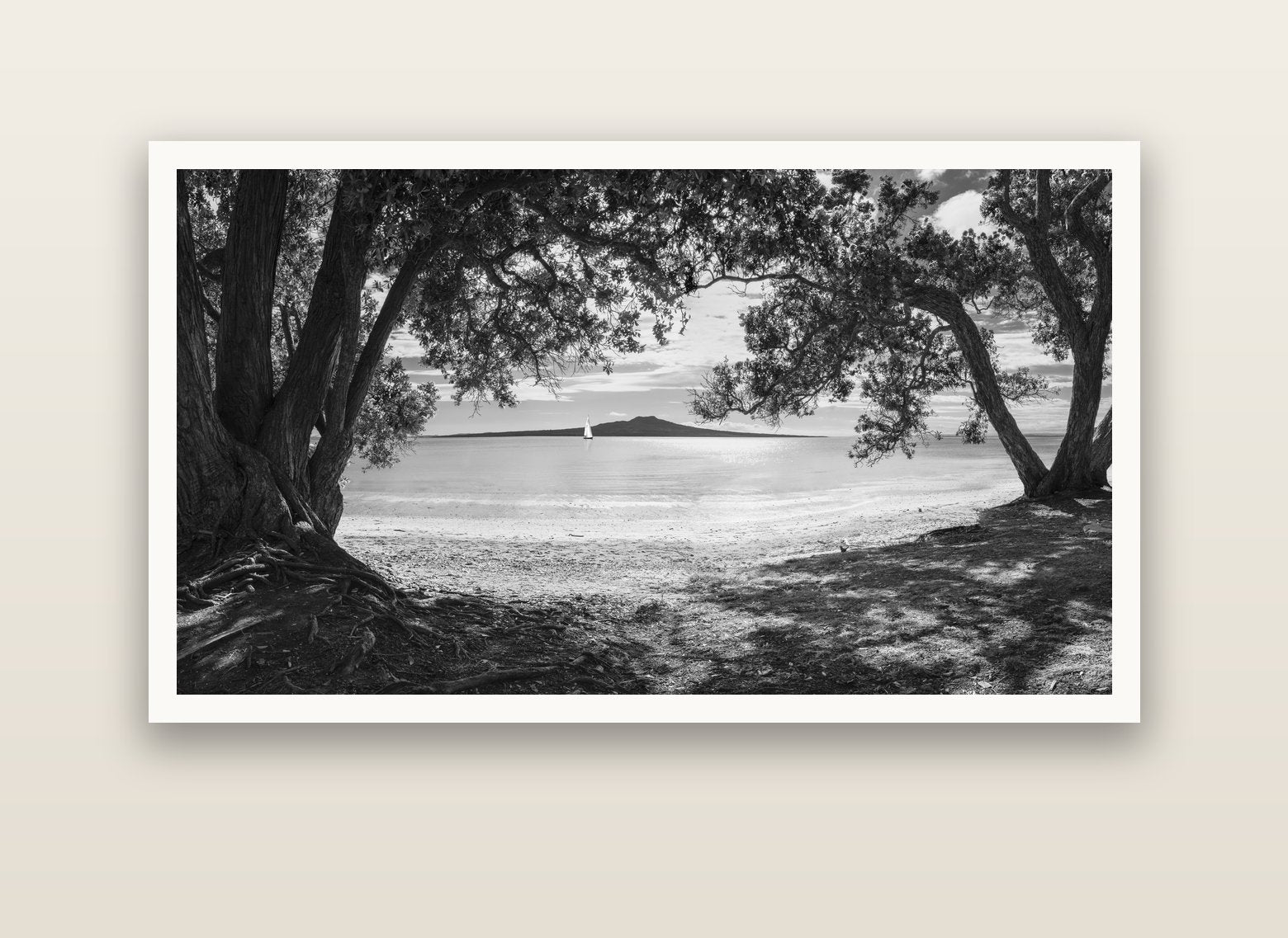 Auckland's Canvas, Pōhutukawa Symphony — Hahnemühle fine art print, 150 × 75 cm. New Zealand fine art landscape photography by Stephen Milner.
