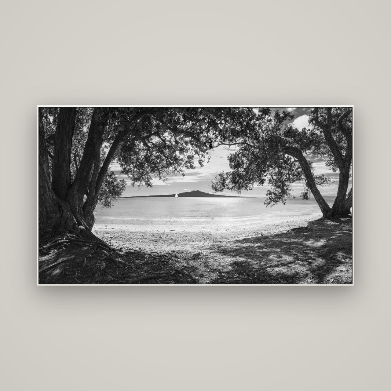 Auckland's Christmas Canvas, Pōhutukawa Symphony — ArtBox White, 160×90 cm. New Zealand fine art wall art by Stephen Milner.