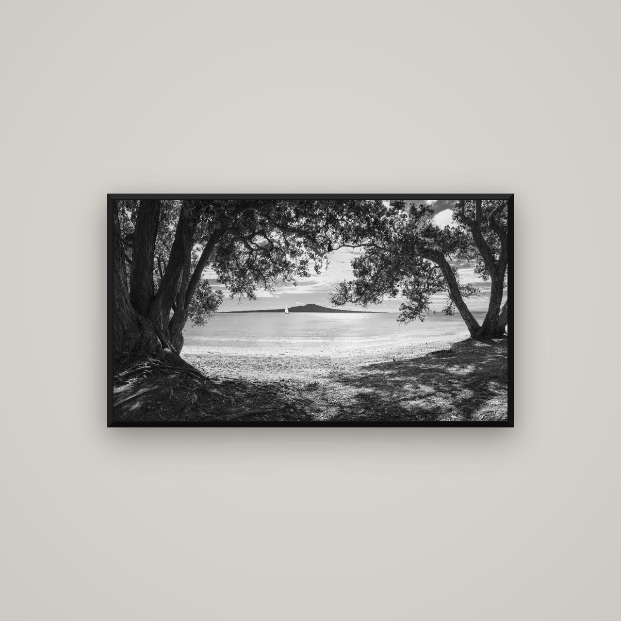 Auckland's Christmas Canvas, Pōhutukawa Symphony — Basel Black, 107×60 cm. New Zealand fine art wall art by Stephen Milner.