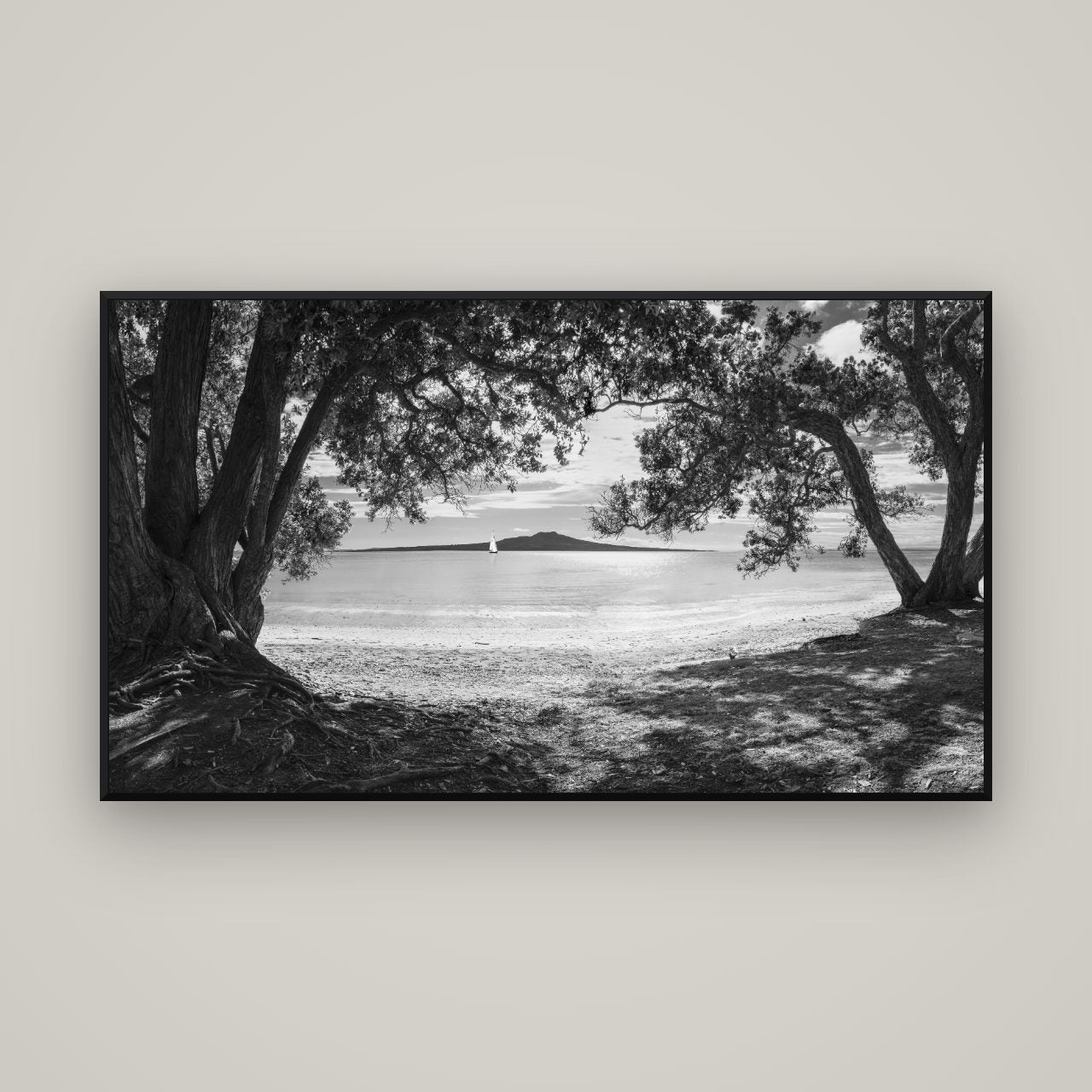 Auckland's Christmas Canvas, Pōhutukawa Symphony — Basel Black, 160×90 cm. New Zealand fine art wall art by Stephen Milner.