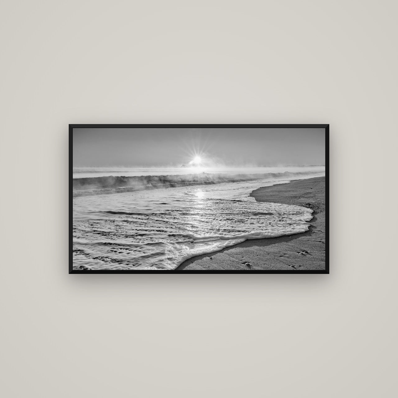 Beach Dreams, Whakatāne — Basel Black, 107×60 cm. New Zealand fine art wall art by Stephen Milner.