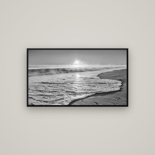 Beach Dreams, Whakatāne — Basel Black, 107×60 cm. New Zealand fine art wall art by Stephen Milner.