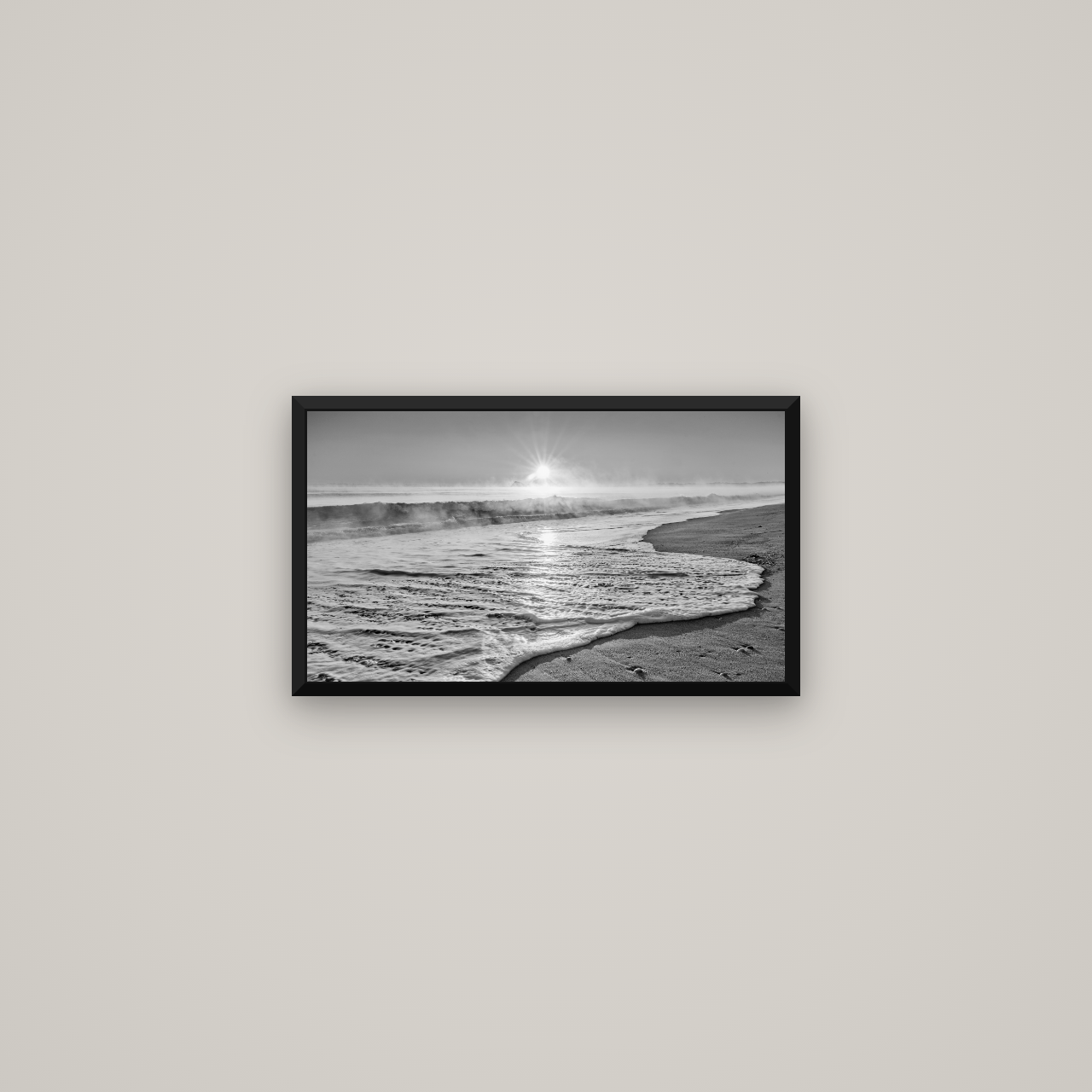Beach Dreams, Whakatāne — Basel Black Matte, 53×30 cm. New Zealand fine art wall art by Stephen Milner.