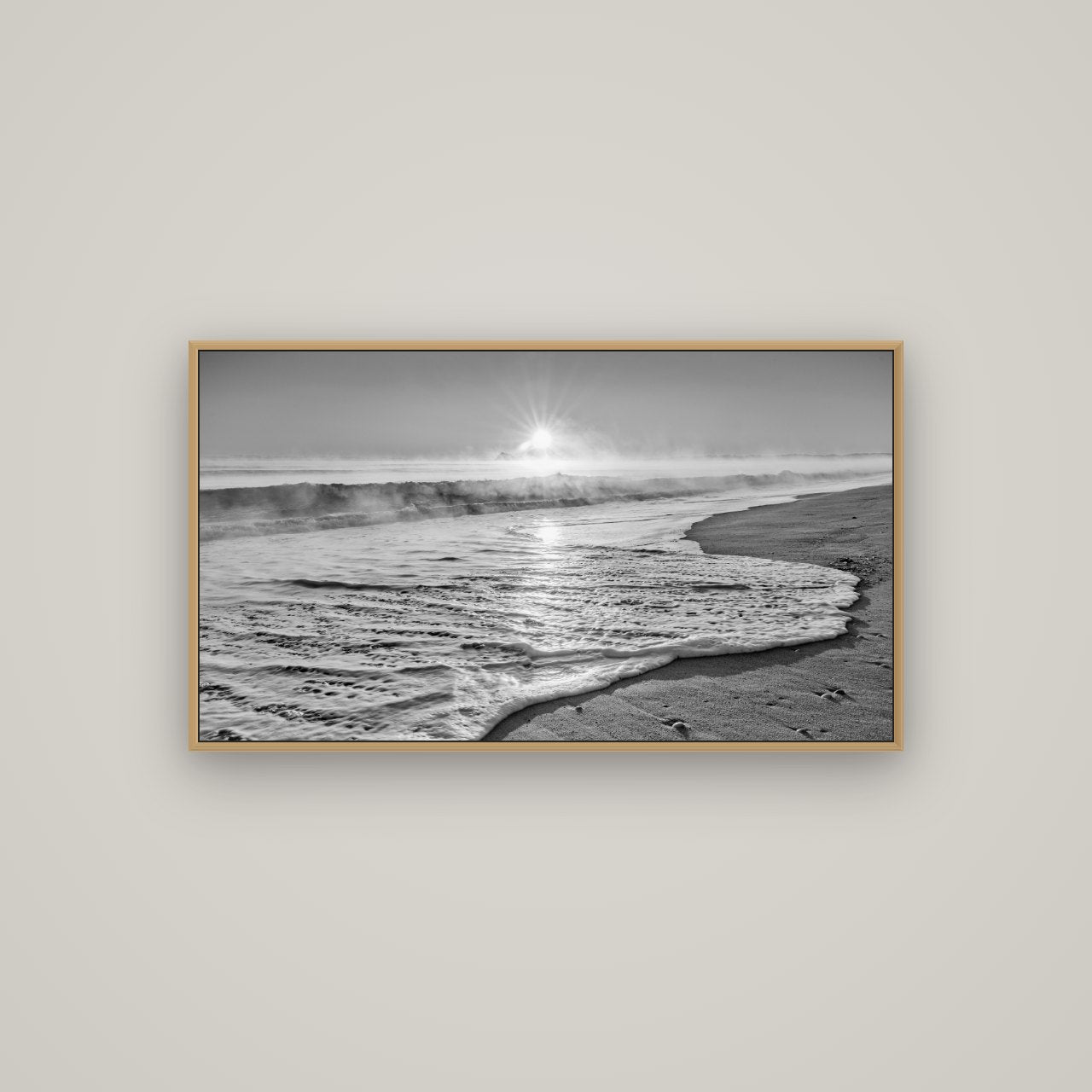 Beach Dreams, Whakatāne, Basel Natural Oak, 107×60 cm. New Zealand fine art wall art by Stephen Milner.