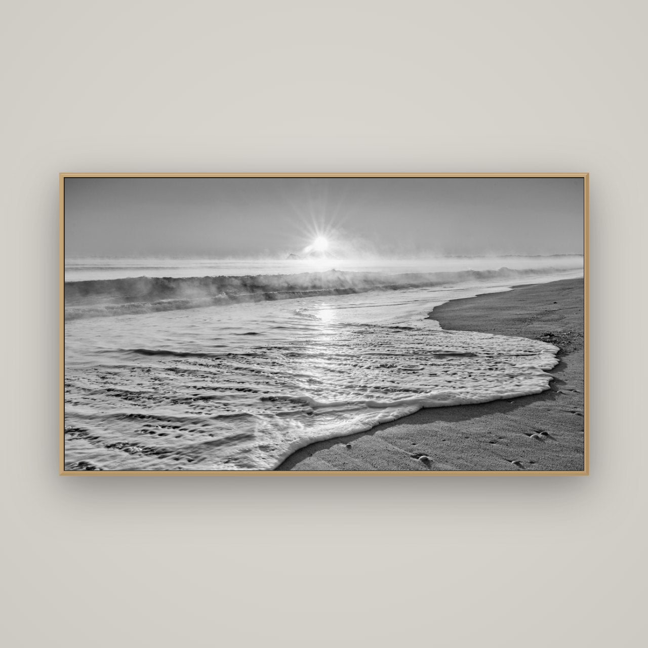 Beach Dreams, Whakatāne, Basel Natural Oak, 160×90 cm. New Zealand fine art wall art by Stephen Milner.