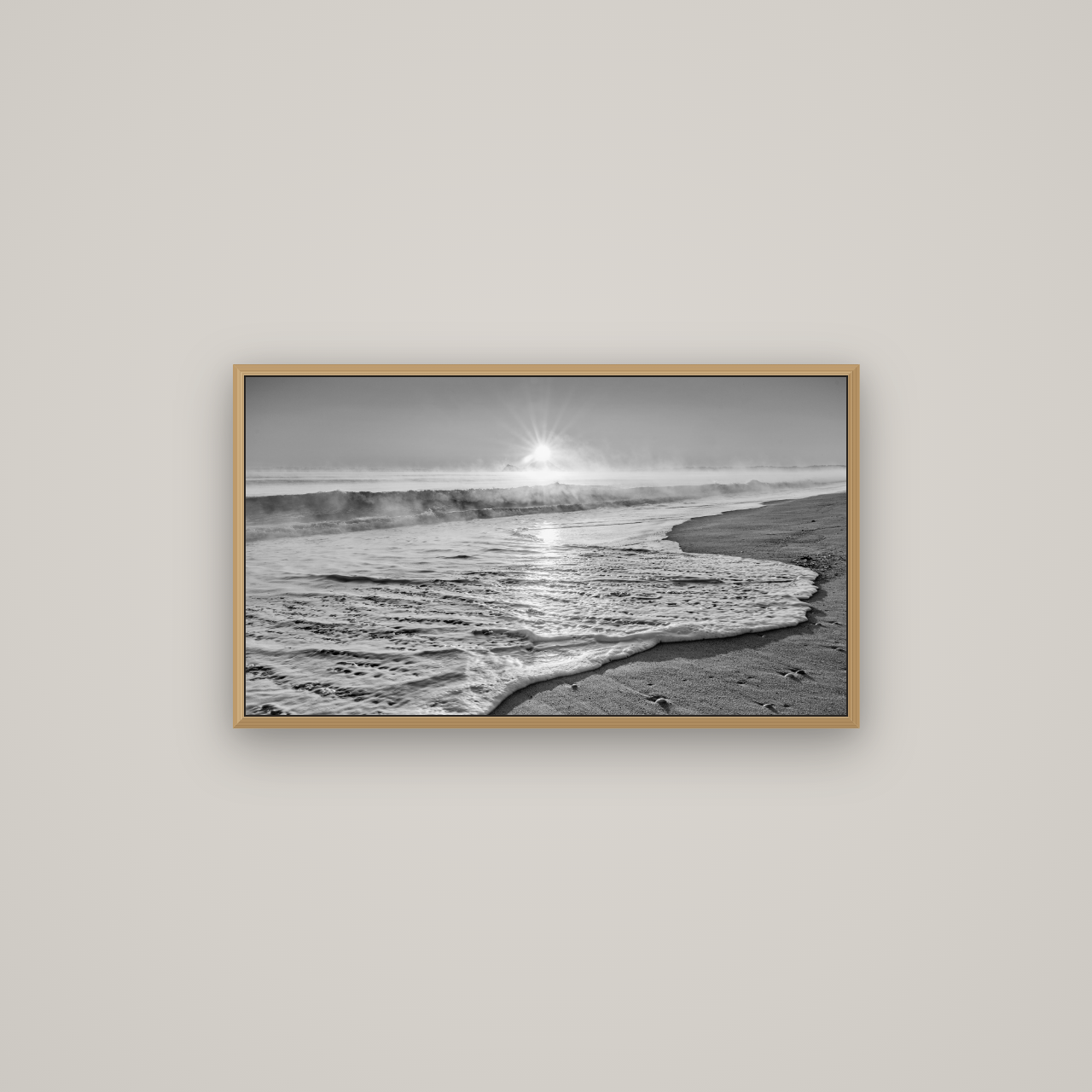 Beach Dreams, Whakatāne, Basel Natural Oak, 80×45 cm. New Zealand fine art wall art by Stephen Milner.