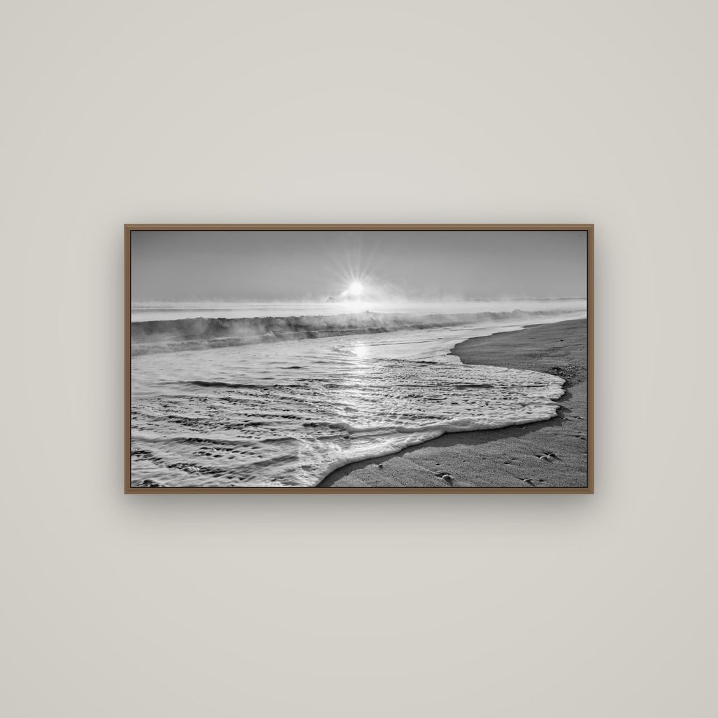 Beach Dreams, Whakatāne, Basel Walnut, 107×60 cm. New Zealand fine art wall art by Stephen Milner.