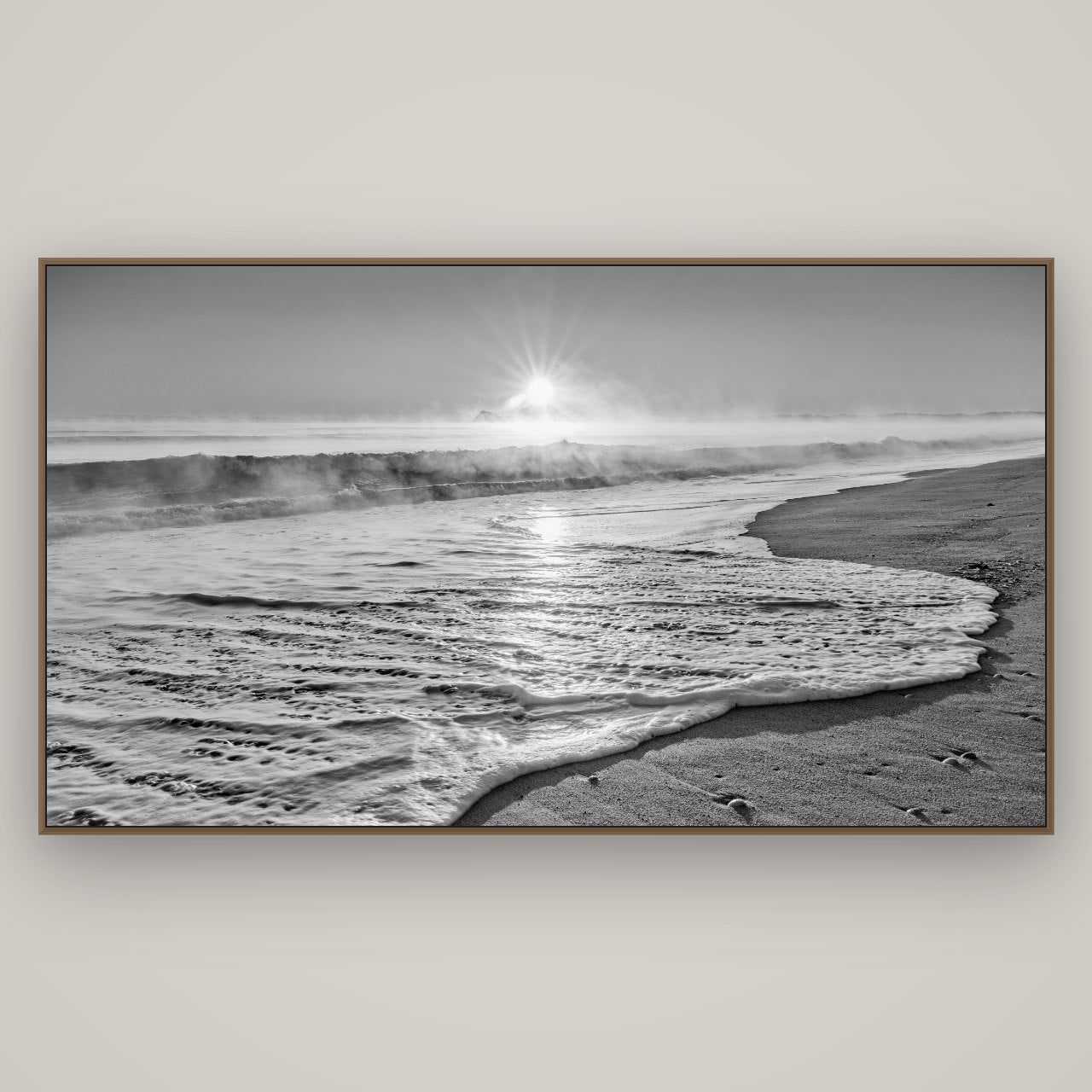 Beach Dreams, Whakatāne, Basel Walnut, 196×110 cm. New Zealand fine art wall art by Stephen Milner.