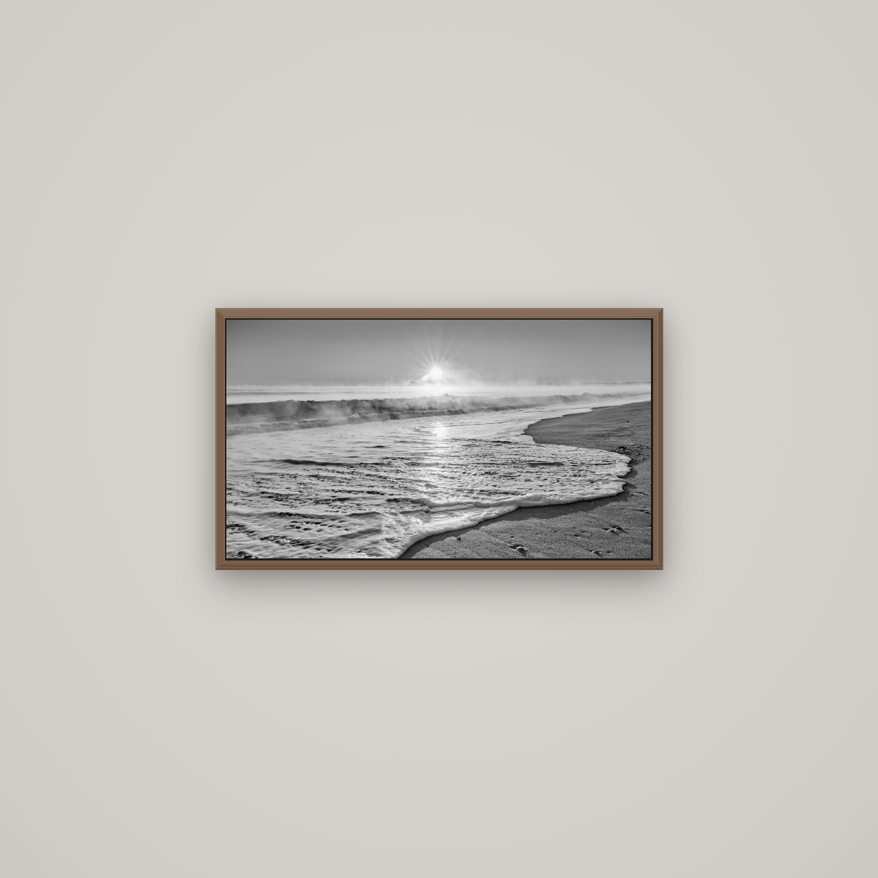 Beach Dreams, Whakatāne, Basel Walnut, 64×36 cm. New Zealand fine art wall art by Stephen Milner.