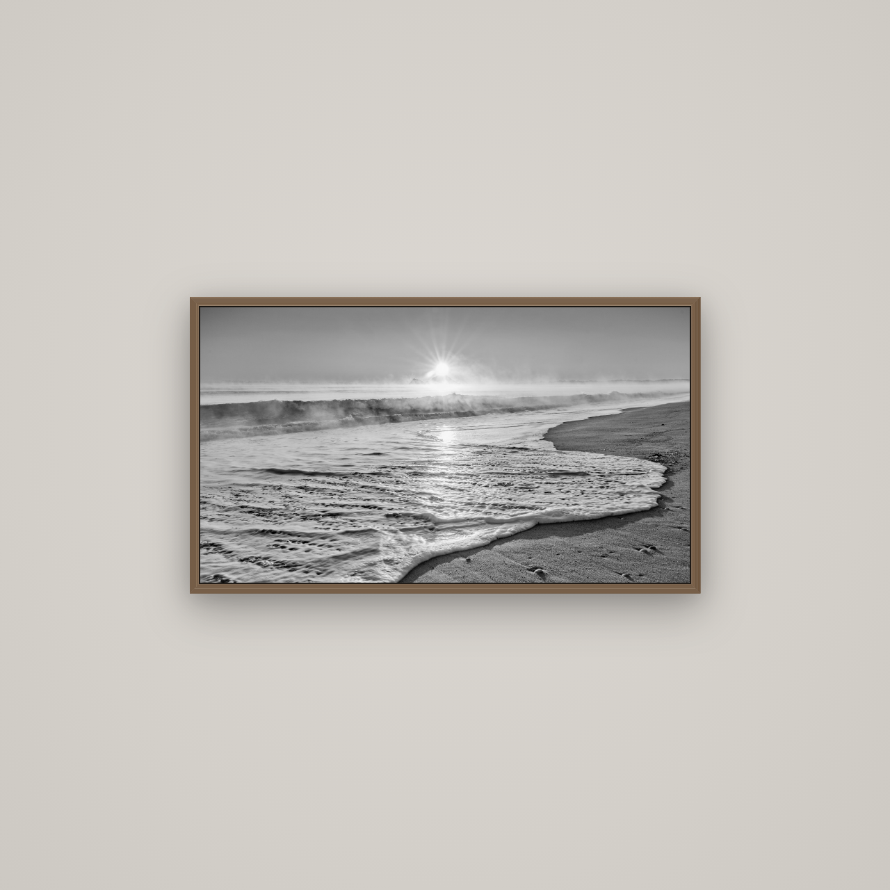 Beach Dreams, Whakatāne, Basel Walnut, 80×45 cm. New Zealand fine art wall art by Stephen Milner.