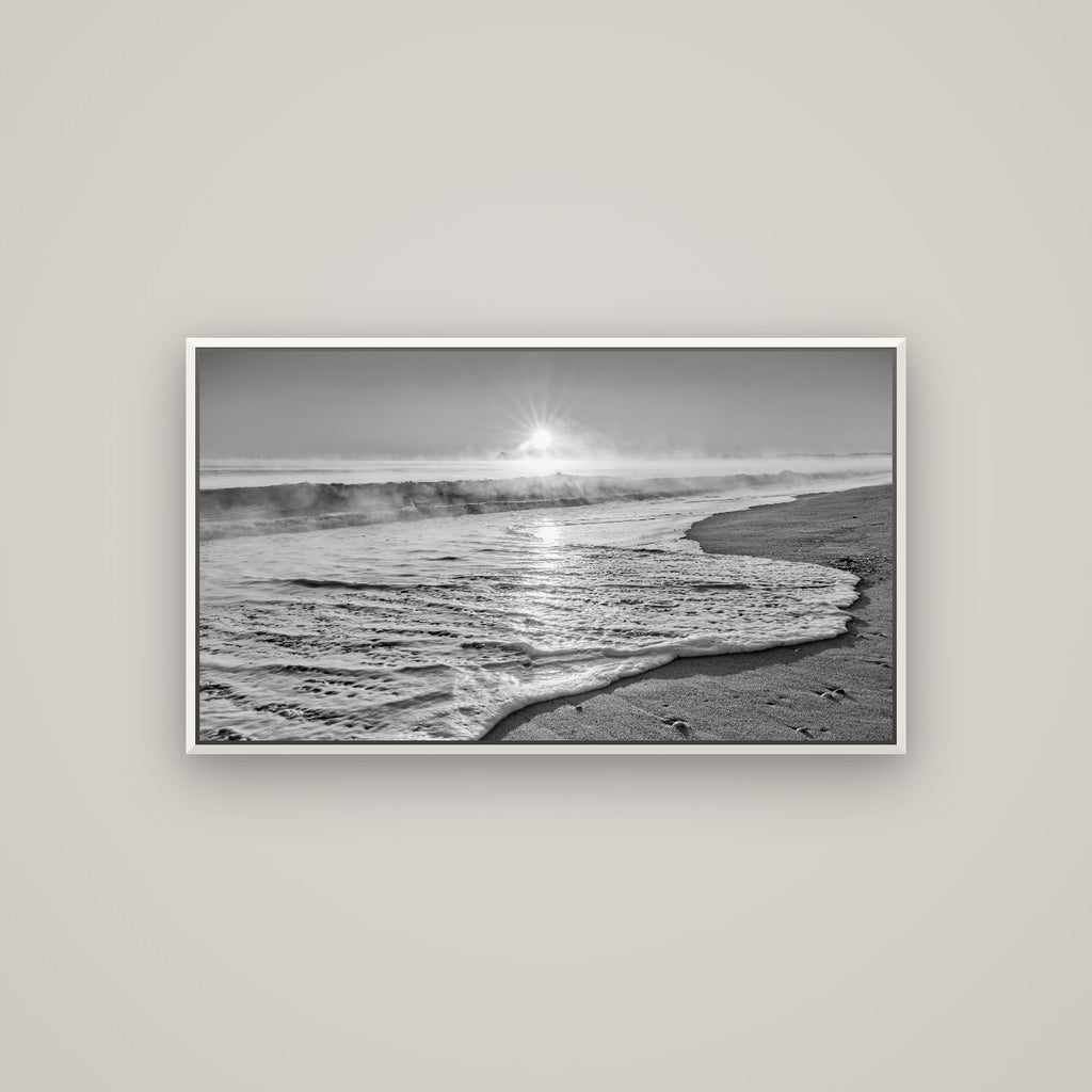 Beach Dreams, Whakatāne — Basel White, 107×60 cm. New Zealand fine art wall art by Stephen Milner.