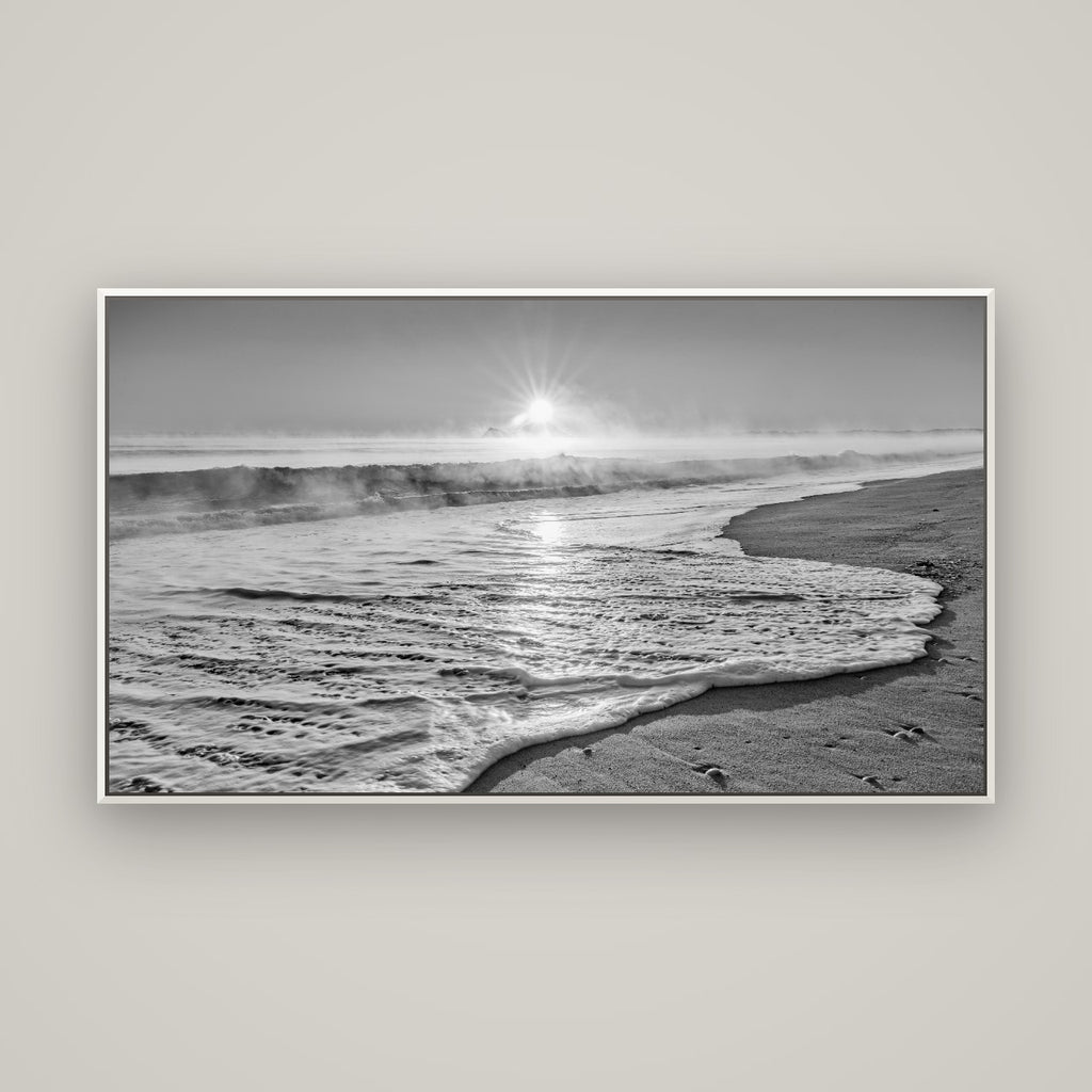 Beach Dreams, Whakatāne — Basel White, 160×90 cm. New Zealand fine art wall art by Stephen Milner.