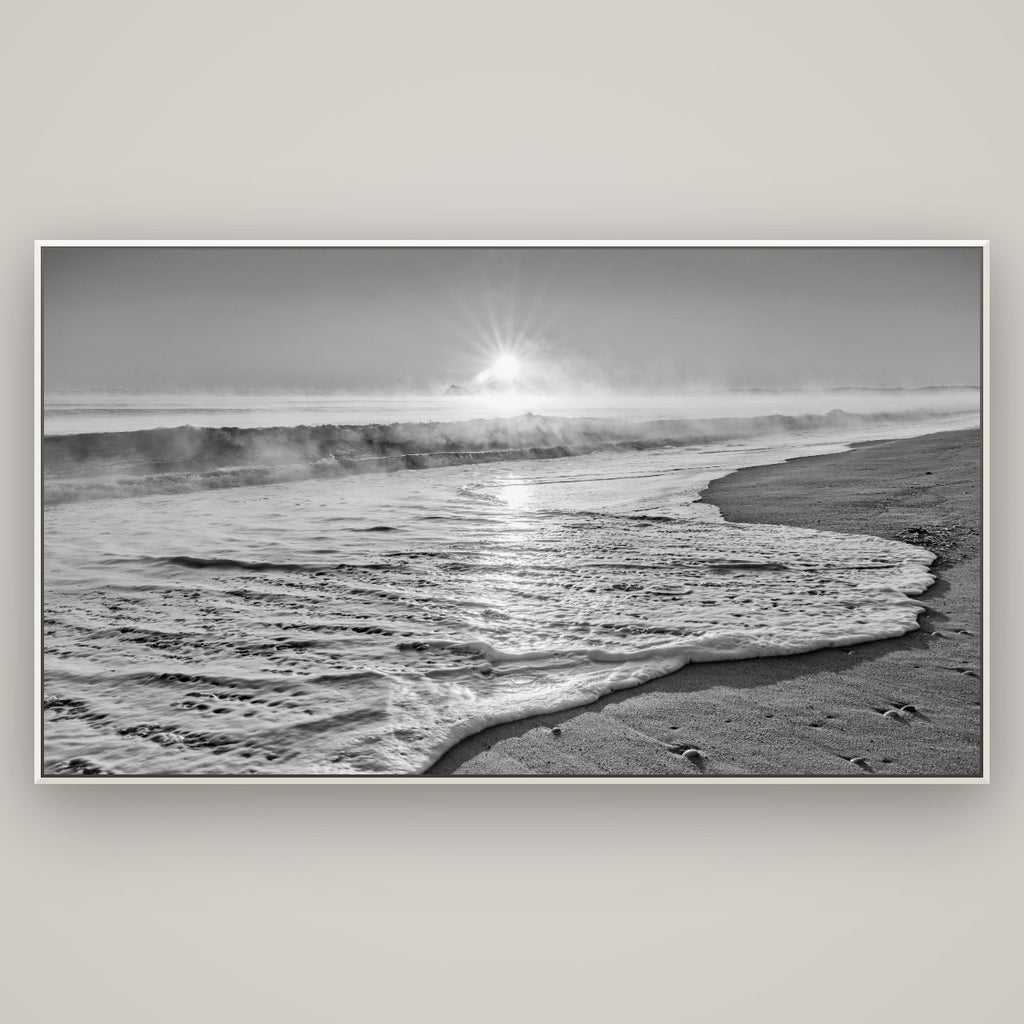 Beach Dreams, Whakatāne — Basel White, 196×110 cm. New Zealand fine art wall art by Stephen Milner.