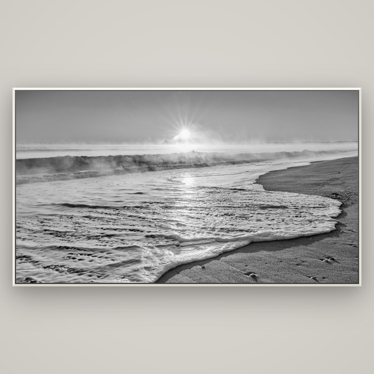 Beach Dreams, Whakatāne — Basel White, 196×110 cm. New Zealand fine art wall art by Stephen Milner.