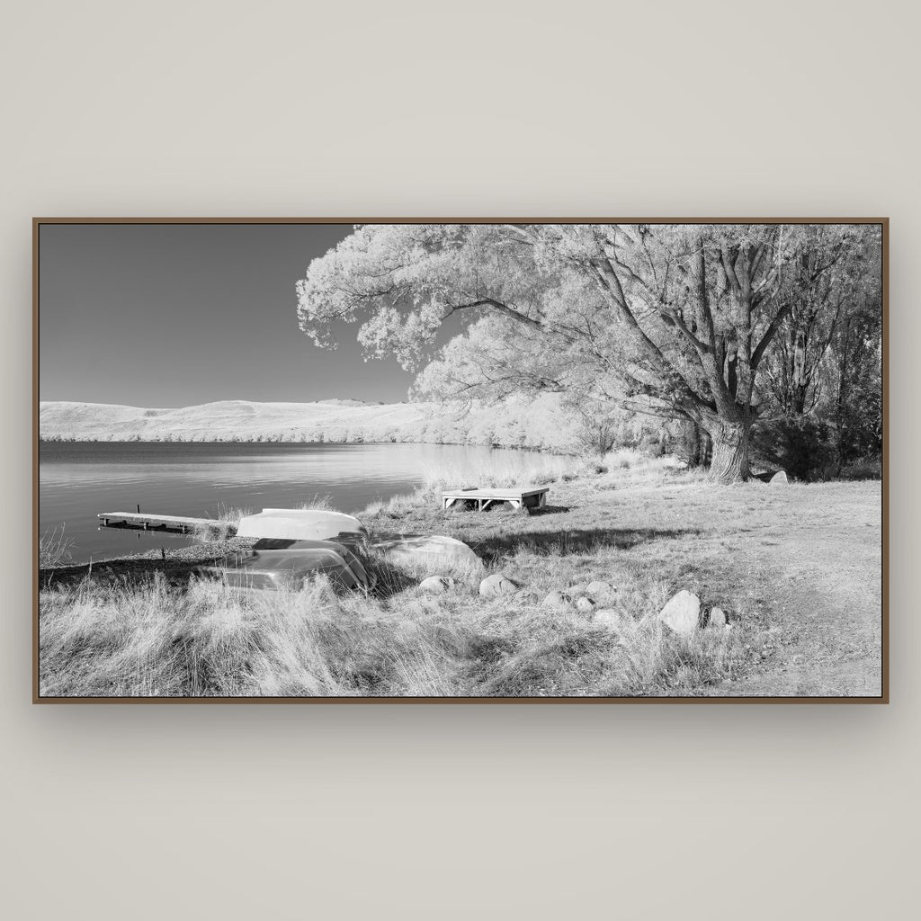 Beneath the Willows, Lake Alexandrina, Basel Walnut, 196×110 cm. New Zealand fine art wall art by Stephen Milner.