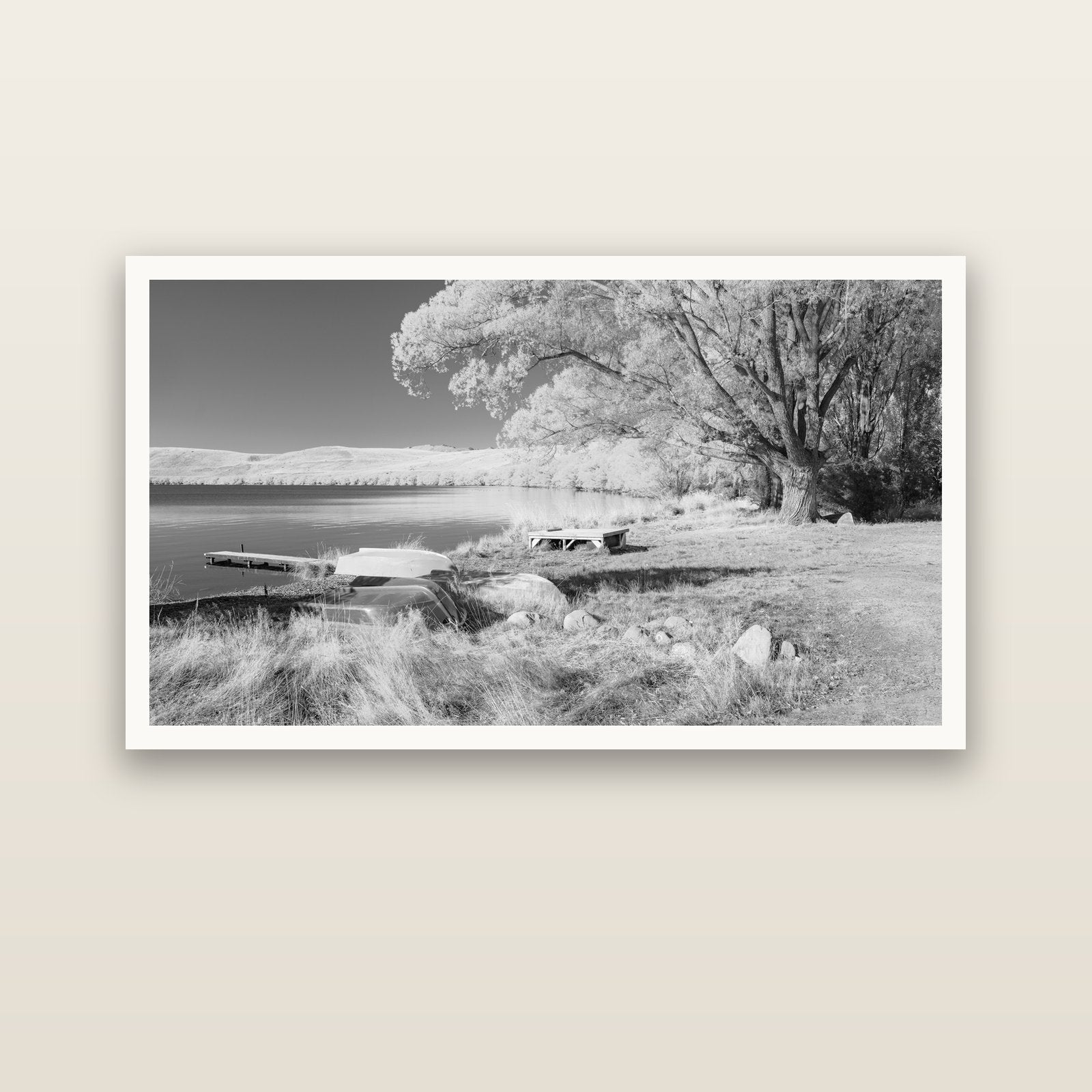 Beneath the Willows, Lake Alexandrina — Hahnemühle fine art print, 150 × 75 cm. New Zealand fine art landscape photography by Stephen Milner.