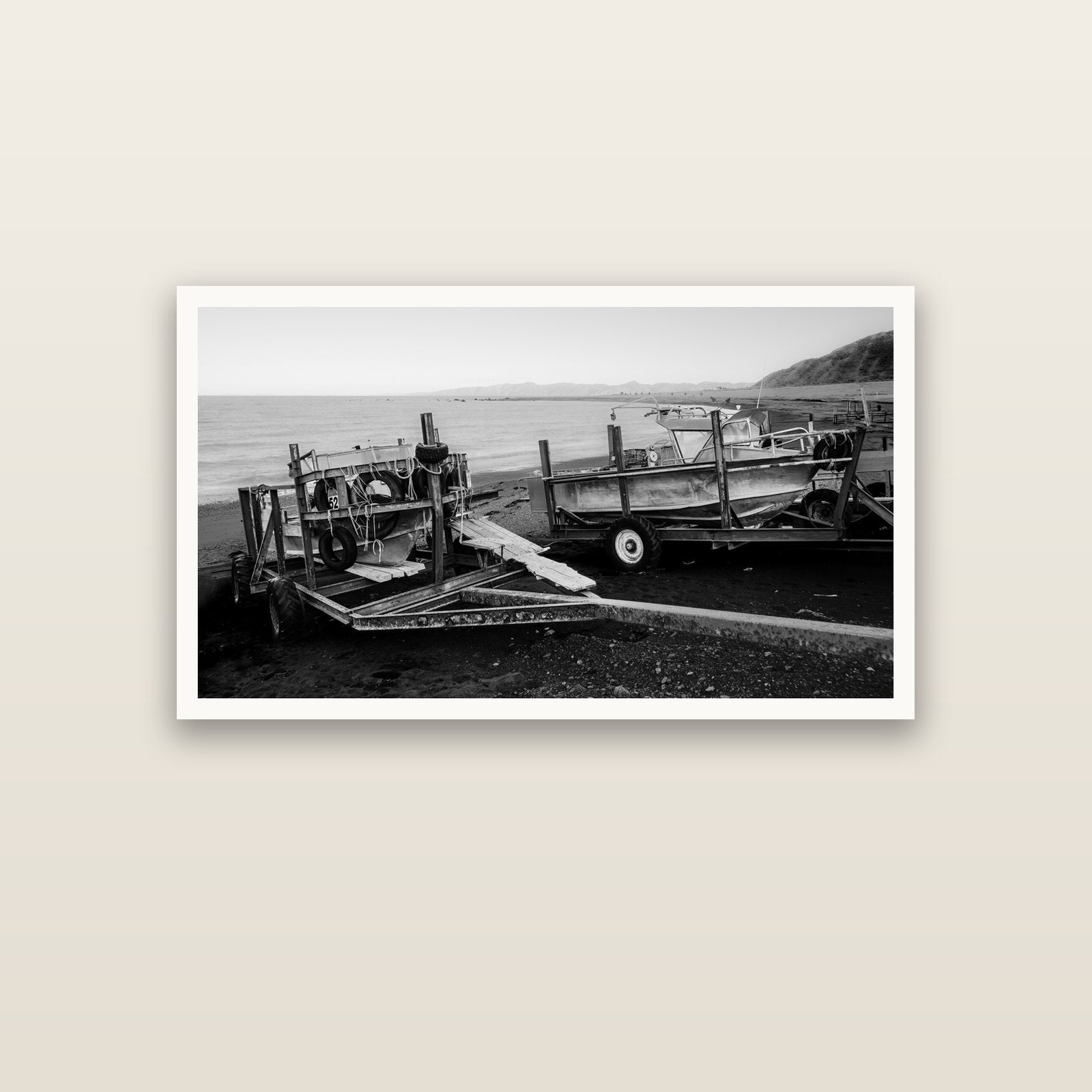 Boats in the Bay, Cape Palliser — Hahnemühle fine art print, 120 × 70 cm. New Zealand fine art landscape photography by Stephen Milner.