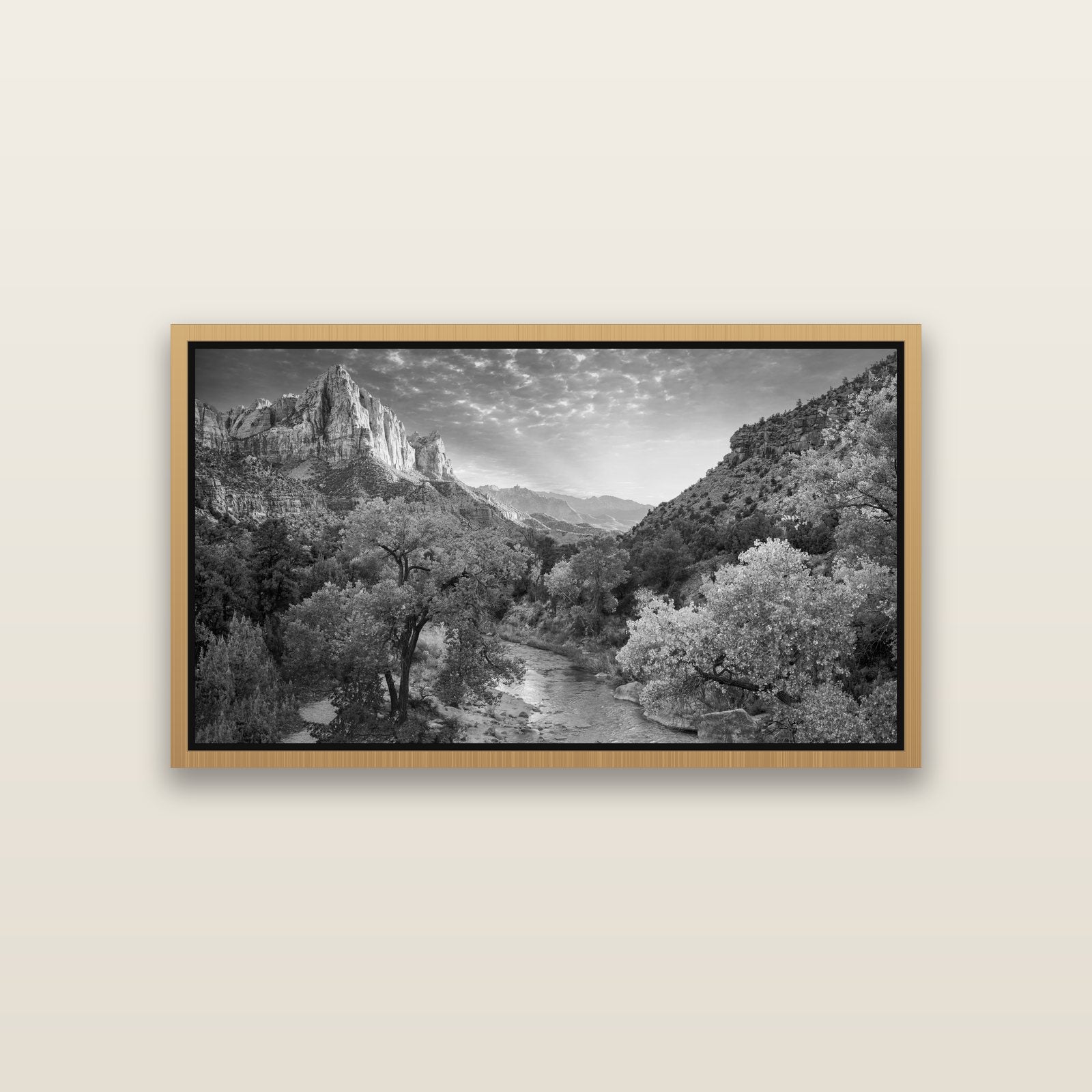 Canyon Evening, Zion National Park — Natural framed metallic canvas print, small 81 × 46 cm. New Zealand fine art landscape wall art by Stephen Milner.