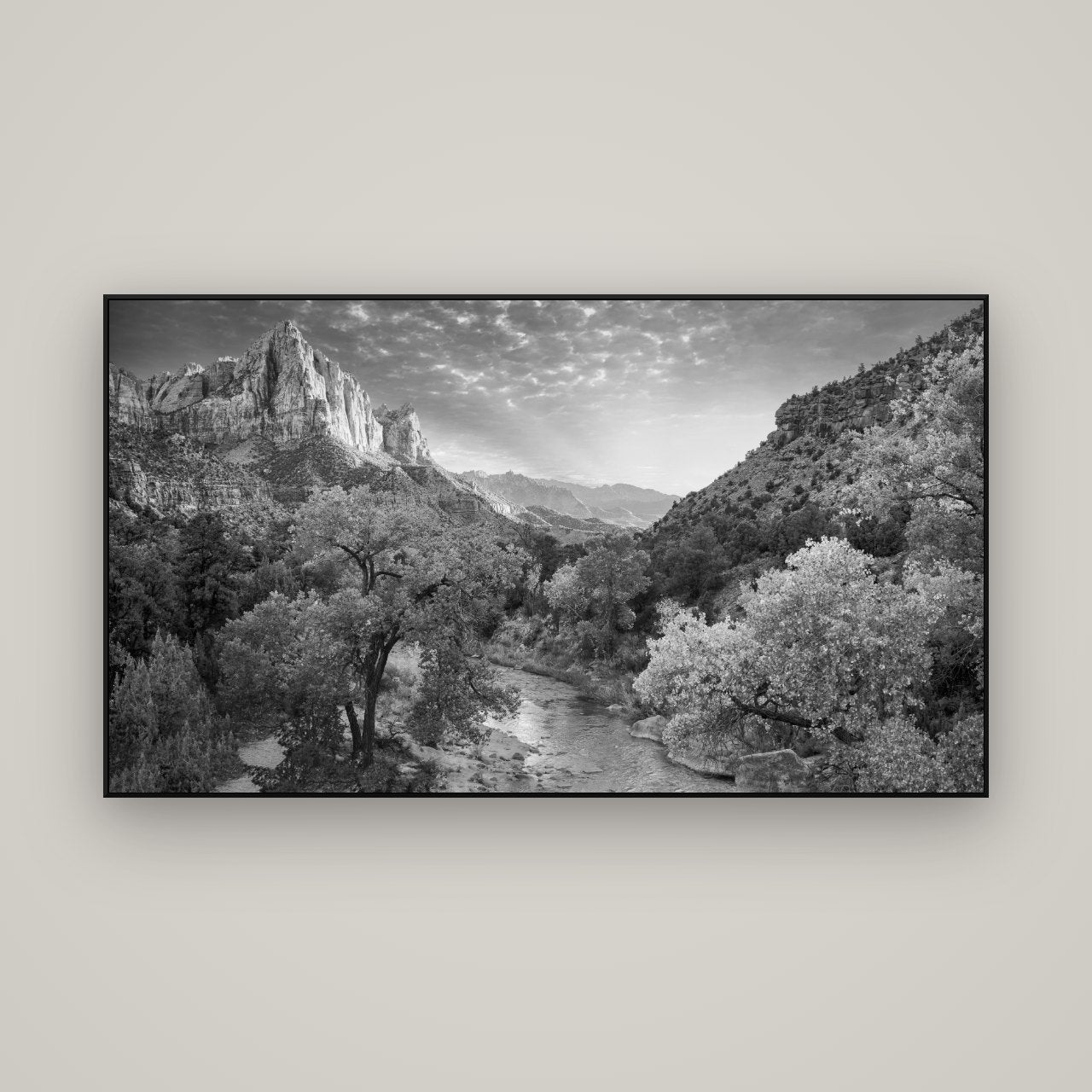 Canyon Evening, Zion National Park — ArtBox Black, 160×90 cm. New Zealand fine art wall art by Stephen Milner.