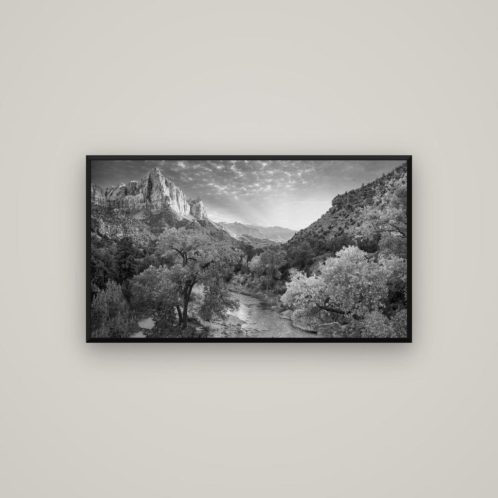 Canyon Evening, Zion National Park — Basel Black Matte, 107×60 cm. New Zealand fine art wall art by Stephen Milner.