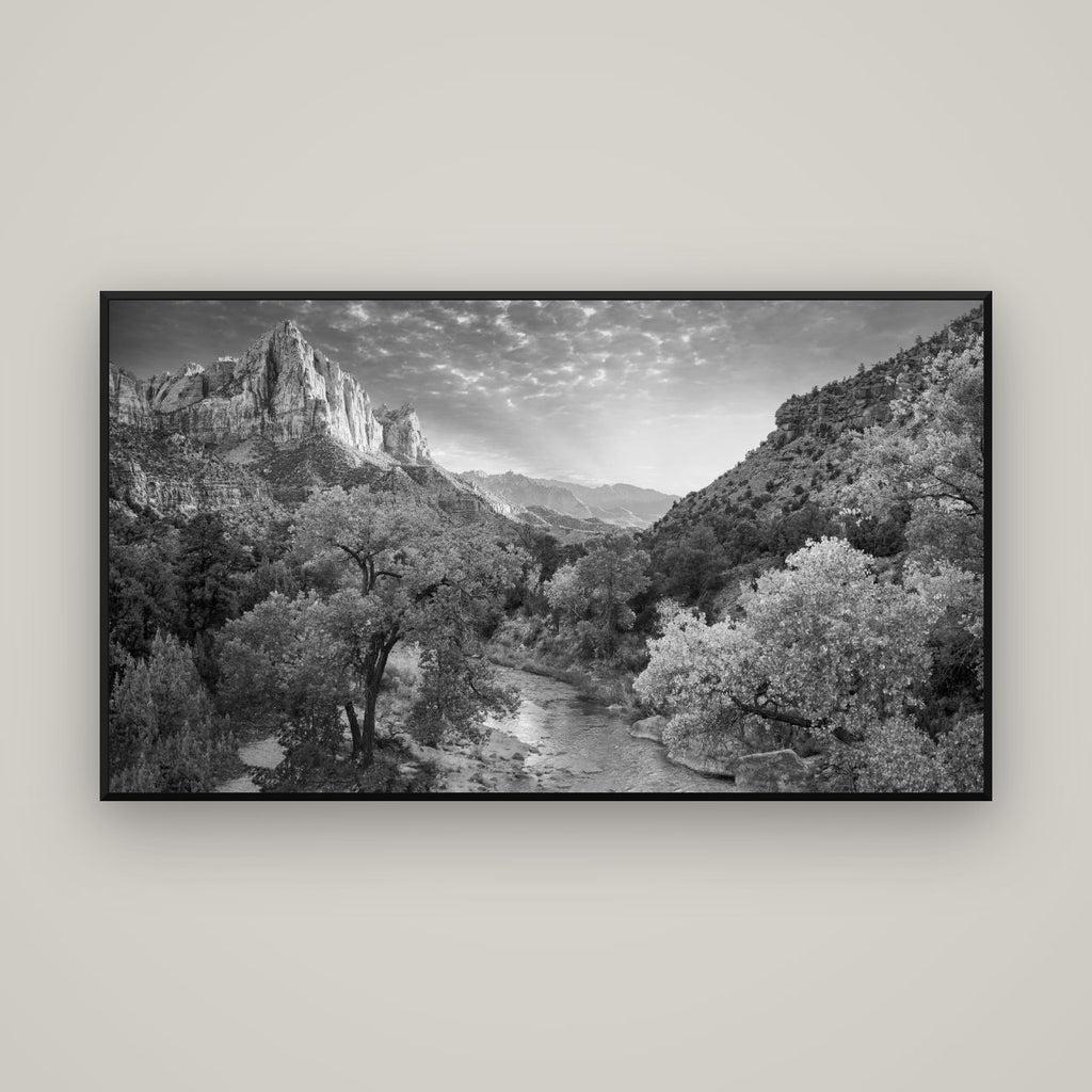 Canyon Evening, Zion National Park — Basel Black Matte, 160×90 cm. New Zealand fine art wall art by Stephen Milner.