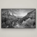 Canyon Evening, Zion National Park — Basel Black, 196×110 cm. New Zealand fine art wall art by Stephen Milner.