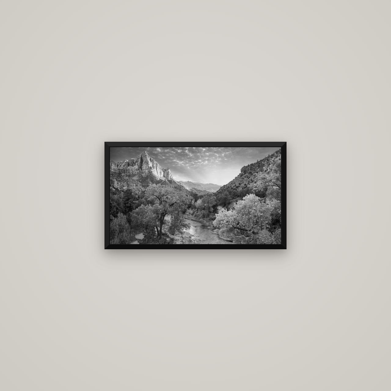 Canyon Evening, Zion National Park — Basel Black Matte, 53×30 cm. New Zealand fine art wall art by Stephen Milner.