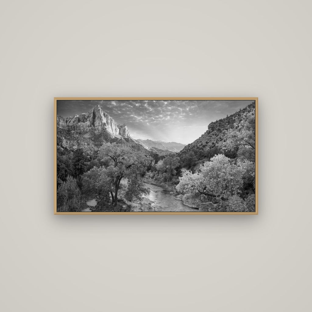 Canyon Evening, Zion National Park, Basel Natural Oak, 107×60 cm. New Zealand fine art wall art by Stephen Milner.