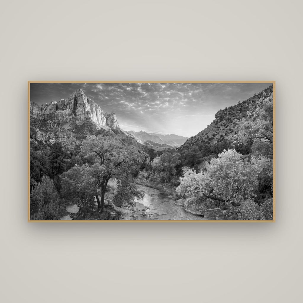 Canyon Evening, Zion National Park, Basel Natural Oak, 160×90 cm. New Zealand fine art wall art by Stephen Milner.