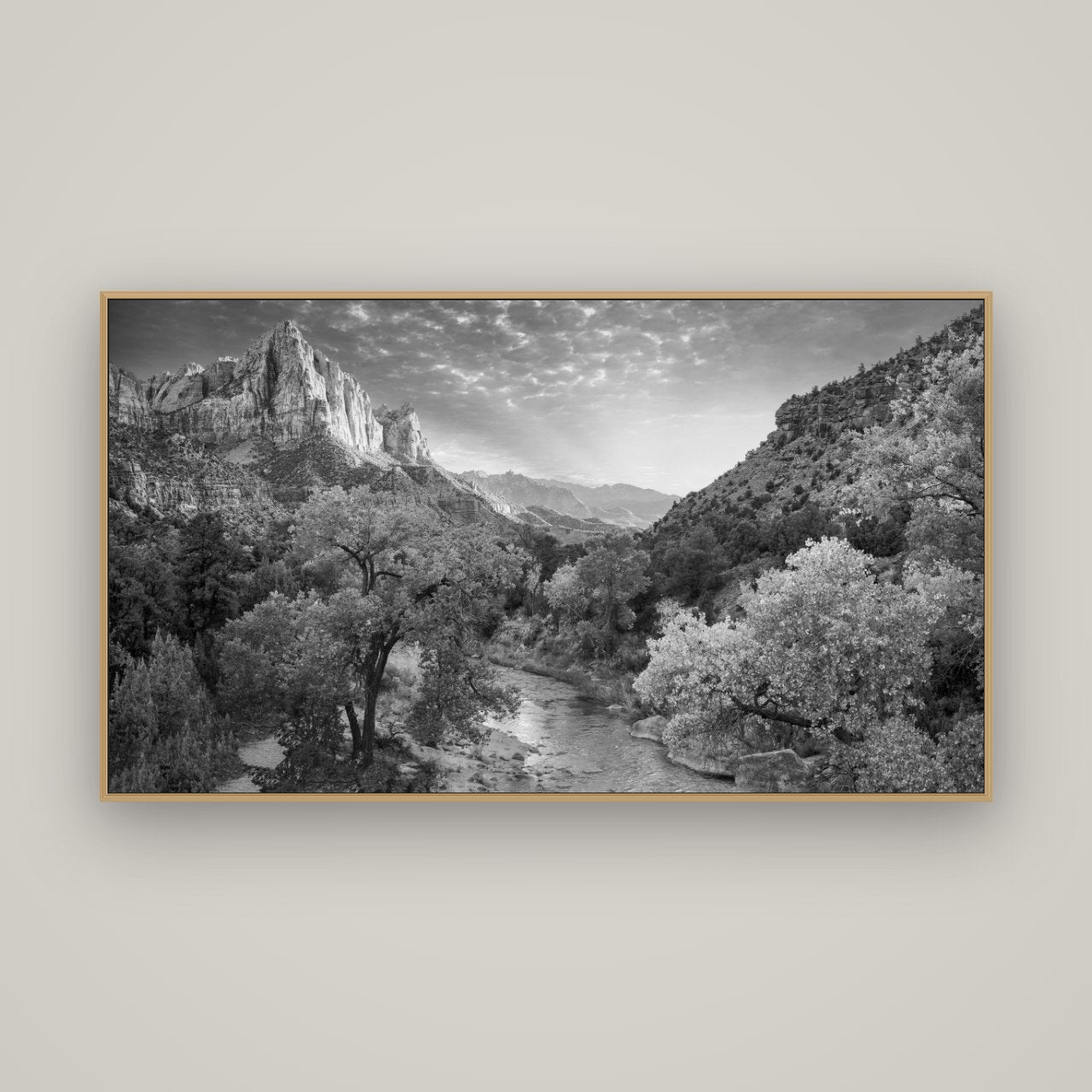 Canyon Evening, Zion National Park, Basel Natural Oak, 160×90 cm. New Zealand fine art wall art by Stephen Milner.