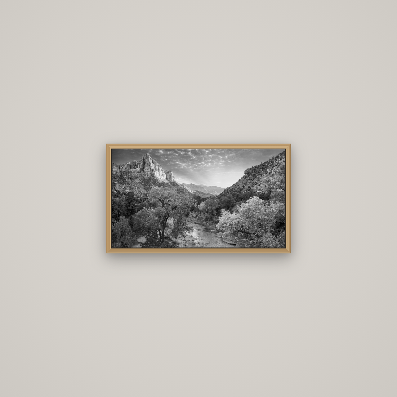Canyon Evening, Zion National Park, Basel Natural Oak, 53×30 cm. New Zealand fine art wall art by Stephen Milner.