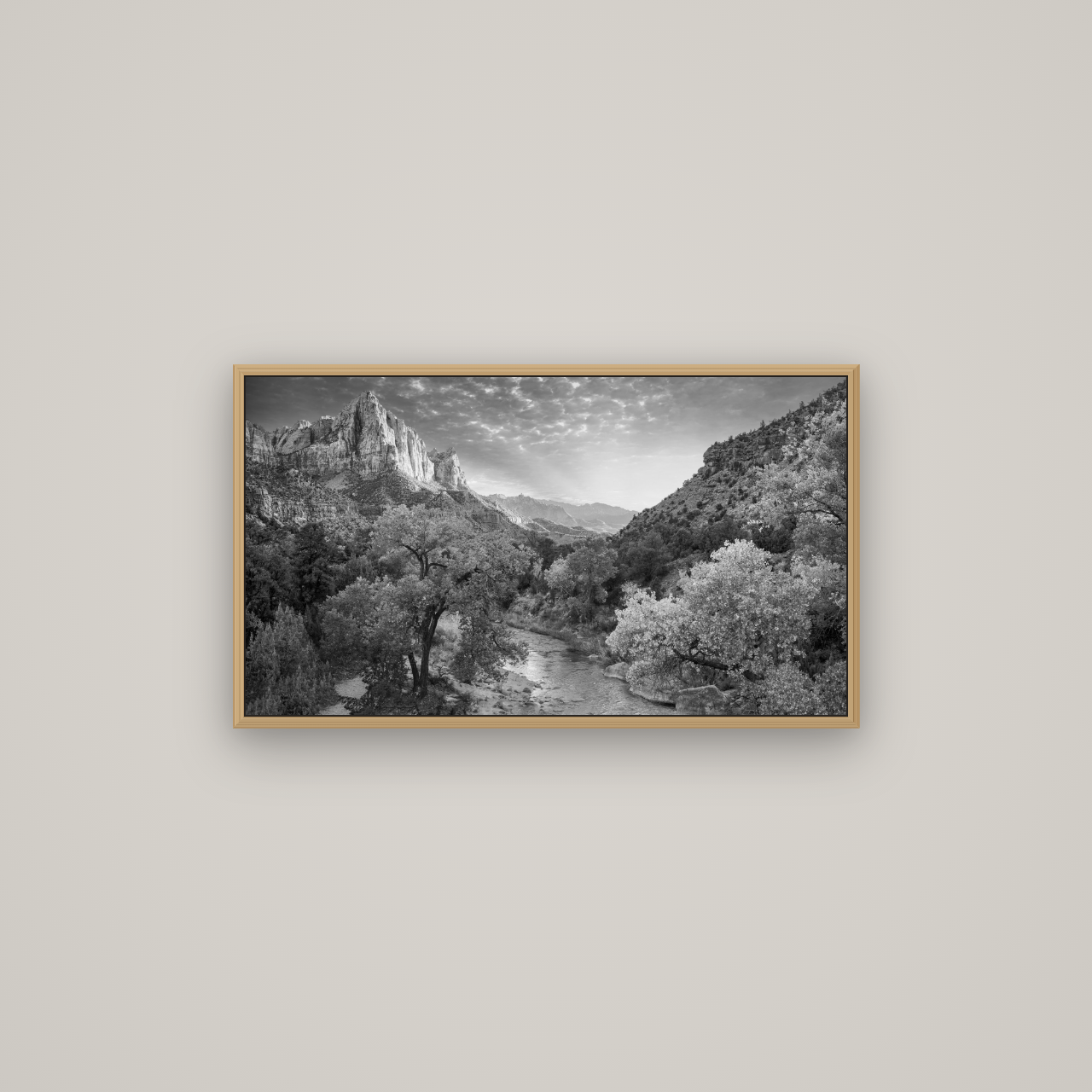 Canyon Evening, Zion National Park, Basel Natural Oak, 80×45 cm. New Zealand fine art wall art by Stephen Milner.