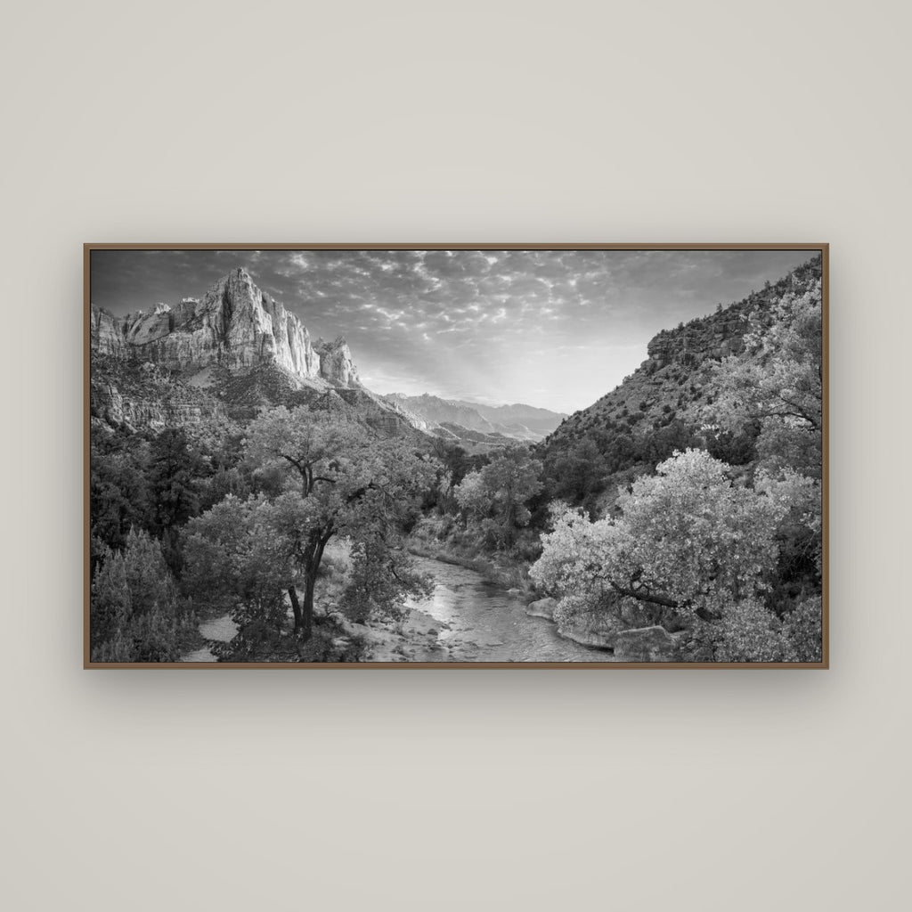 Canyon Evening, Zion National Park, Basel Walnut, 160×90 cm. New Zealand fine art wall art by Stephen Milner.