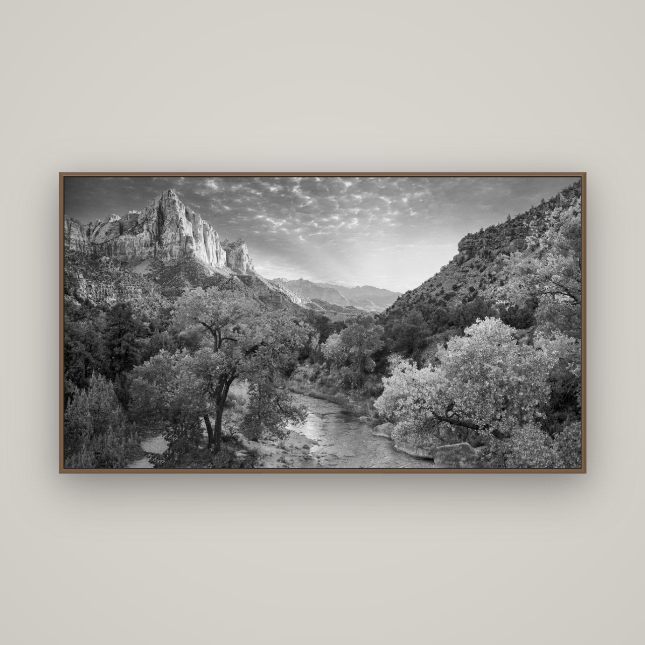 Canyon Evening, Zion National Park, Basel Walnut, 160×90 cm. New Zealand fine art wall art by Stephen Milner.
