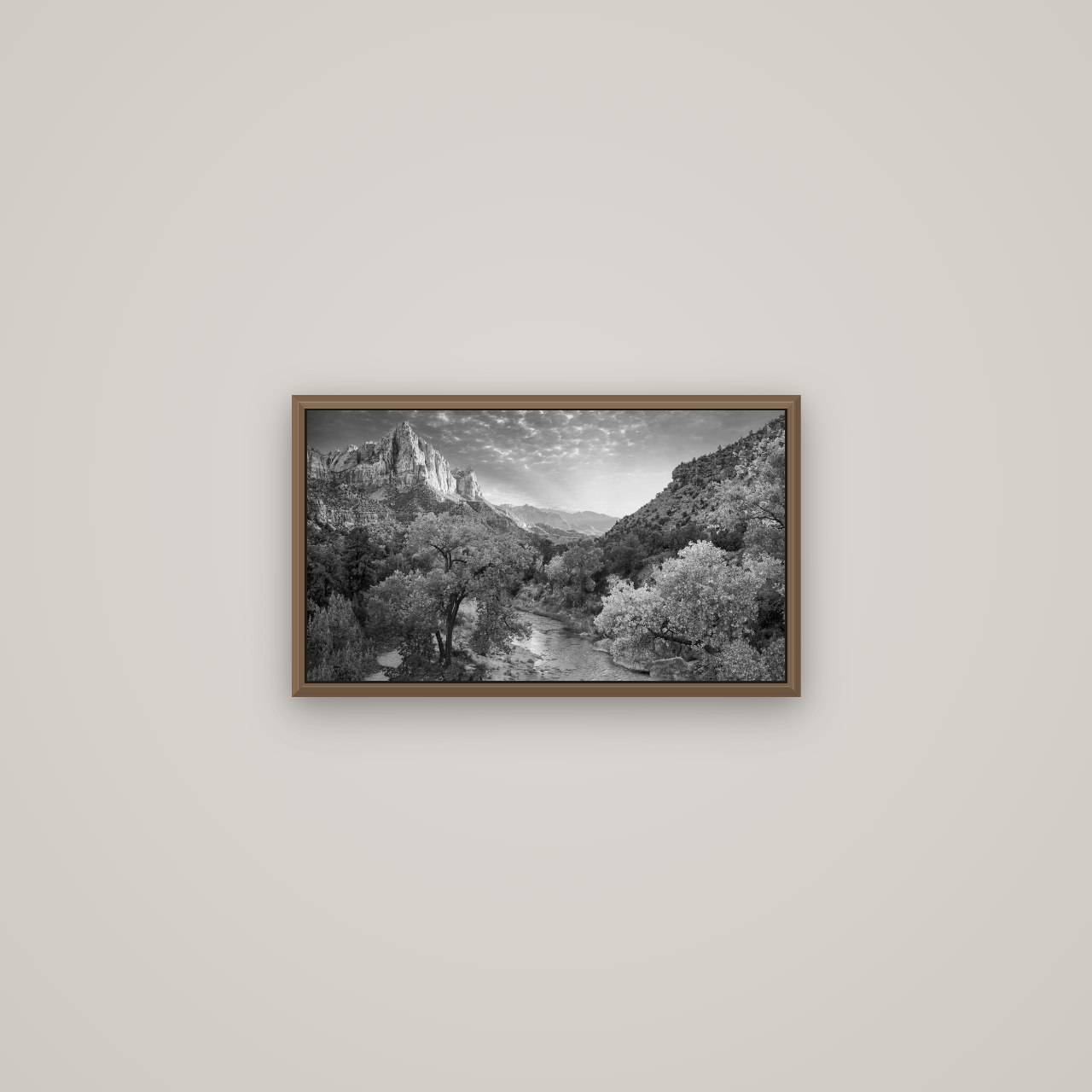 Canyon Evening, Zion National Park, Basel Walnut, 53×30 cm. New Zealand fine art wall art by Stephen Milner.