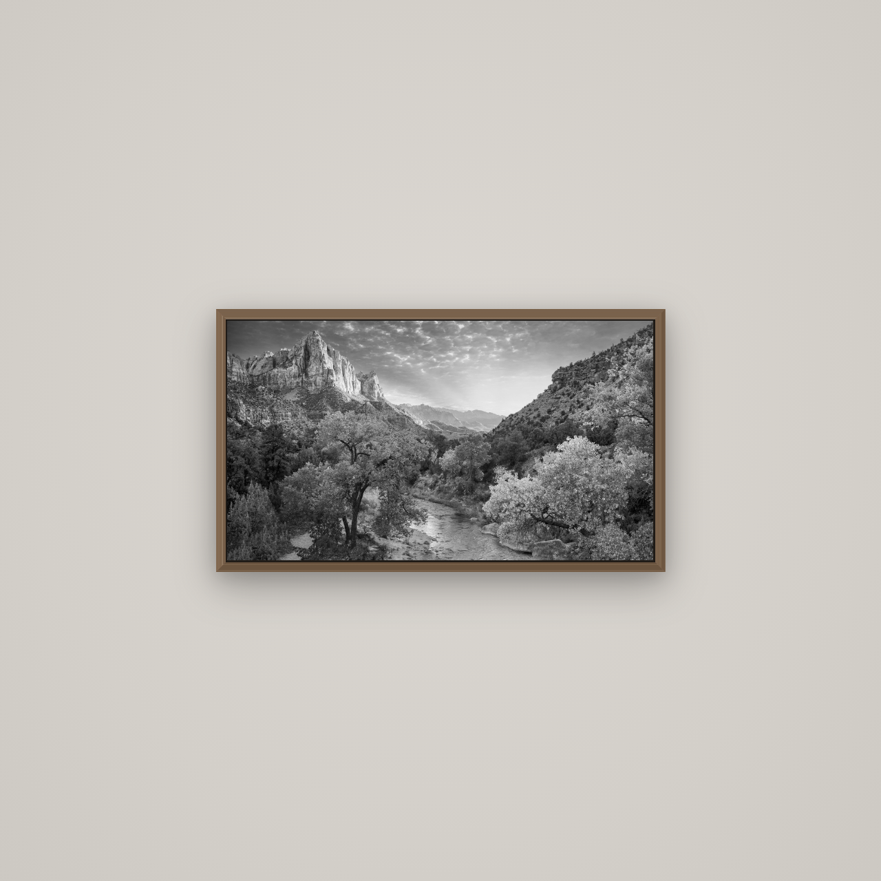 Canyon Evening, Zion National Park, Basel Walnut, 64×36 cm. New Zealand fine art wall art by Stephen Milner.